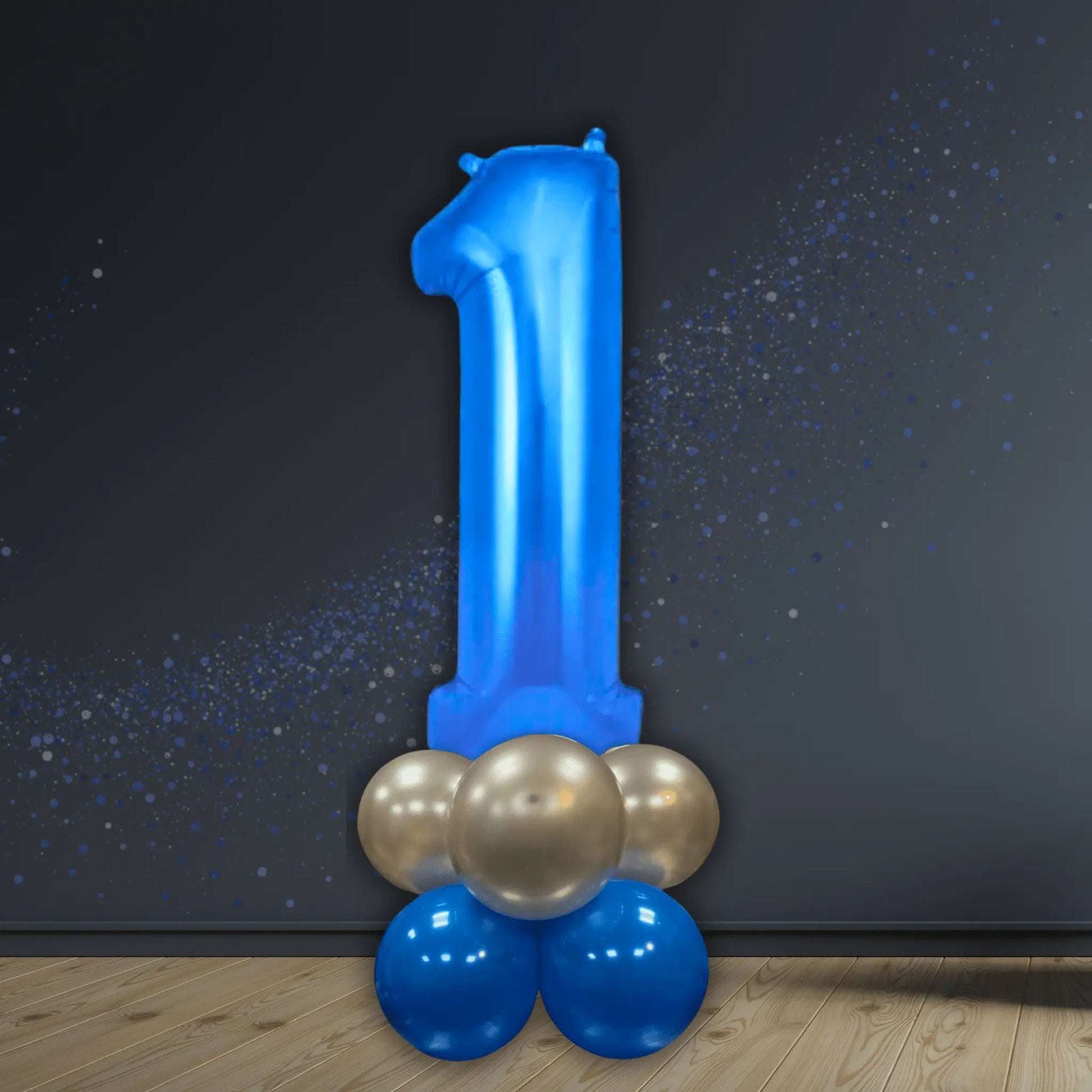 Basic Blue Number Balloon Stacks - Air Filled
