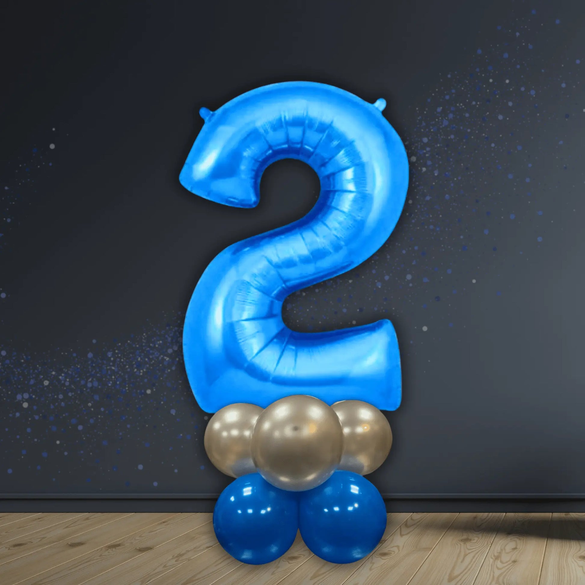 Basic Blue Number Balloon Stacks - Air Filled