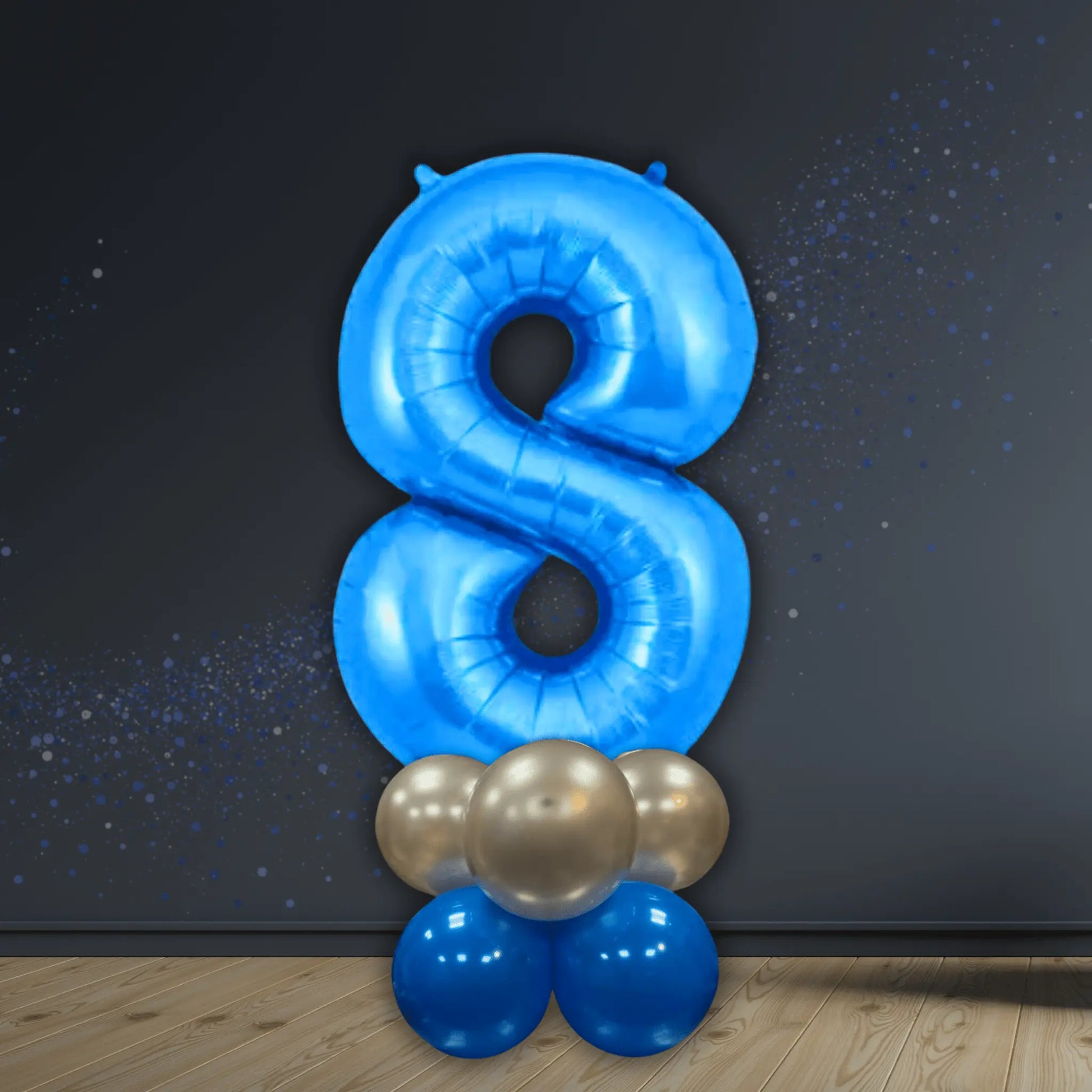 Basic Blue Number Balloon Stacks - Air Filled