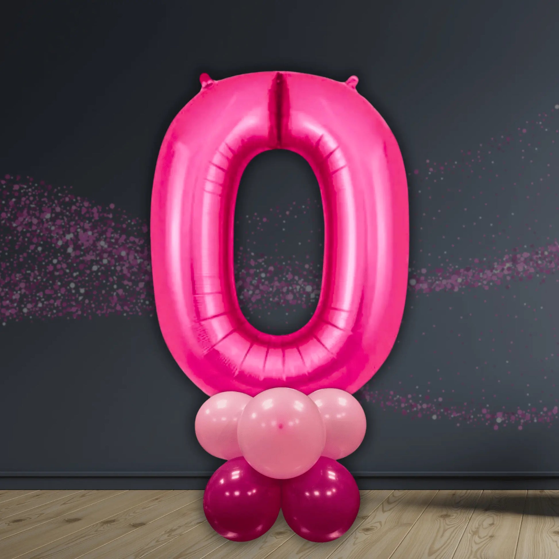 Basic Pink Number Balloon Stacks - Air Filled