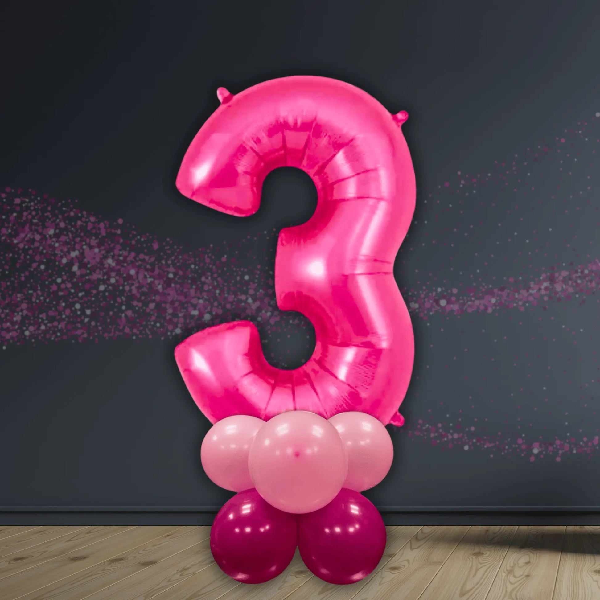 Basic Pink Number Balloon Stacks - Air Filled