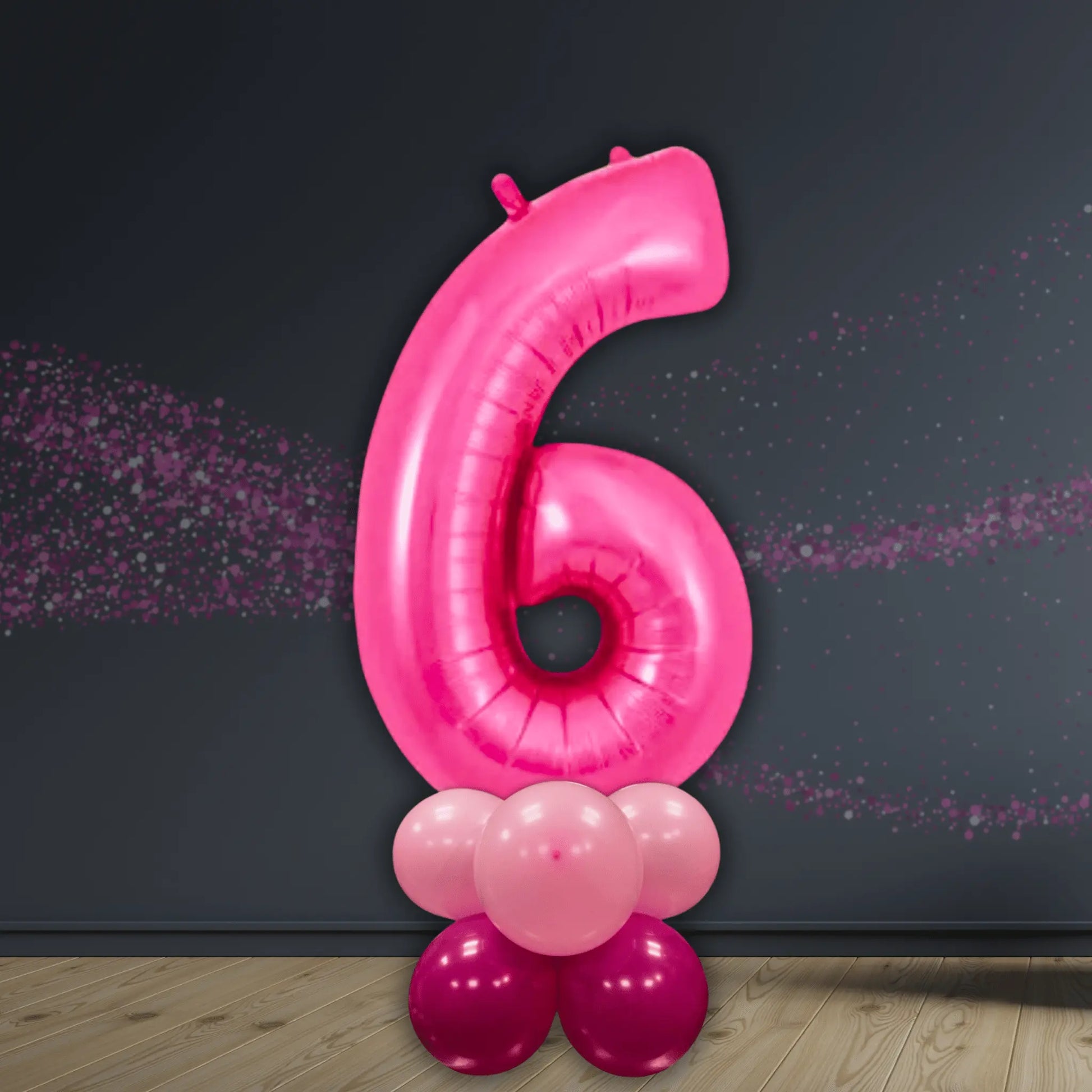 Basic Pink Number Balloon Stacks - Air Filled