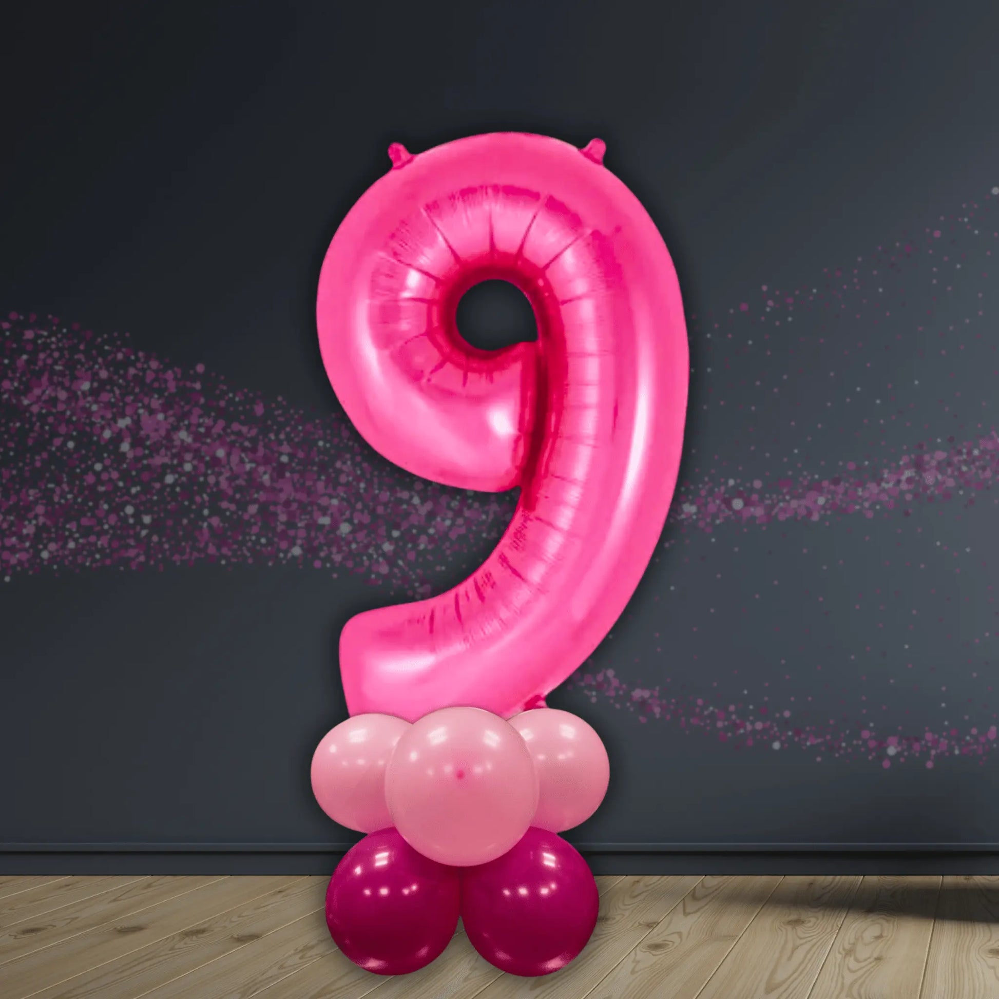 Basic Pink Number Balloon Stacks - Air Filled