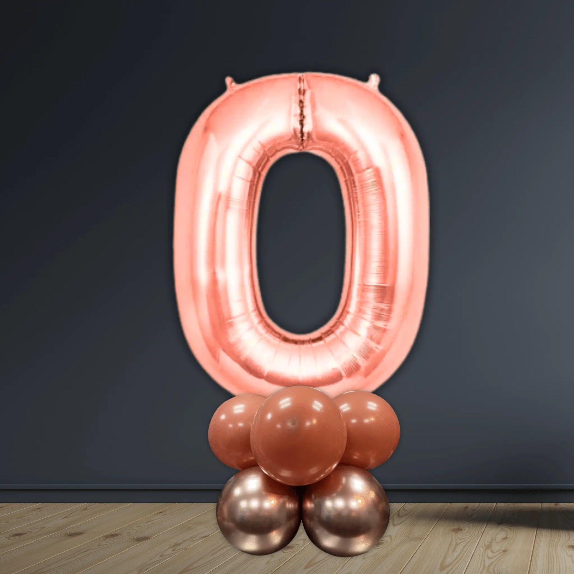 Basic Rose Gold Number Balloon Stacks - Air Filled