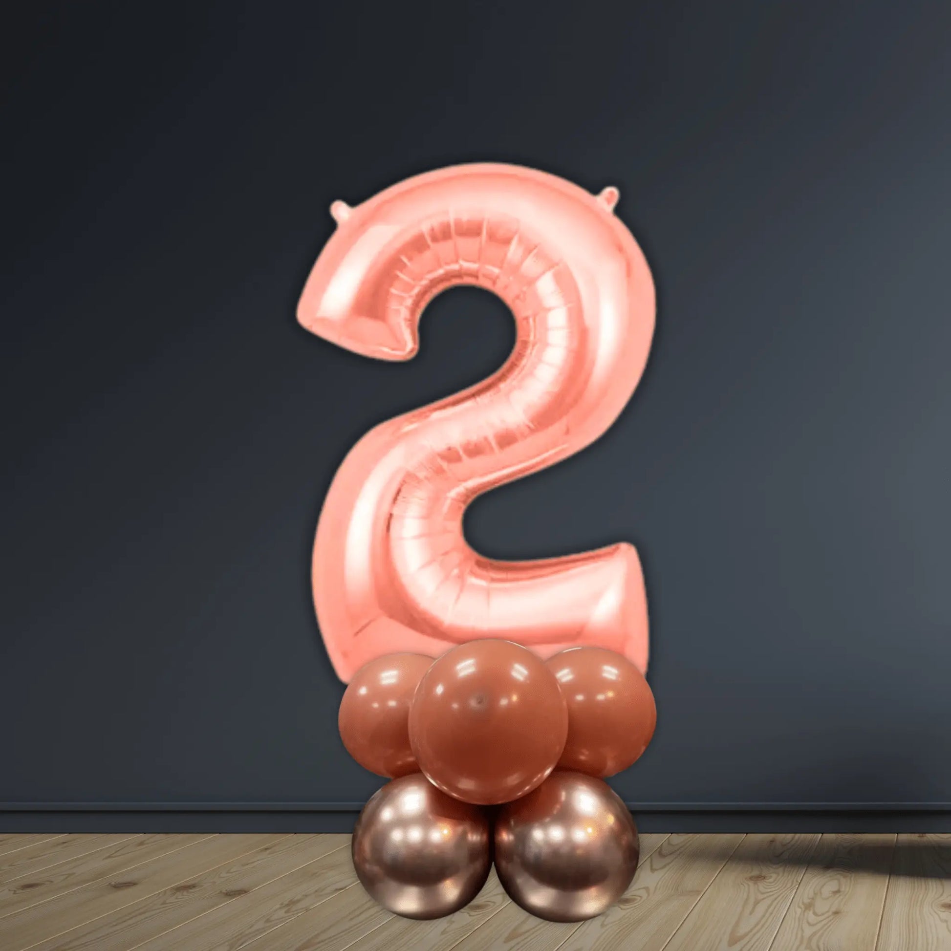 Basic Rose Gold Number Balloon Stacks - Air Filled