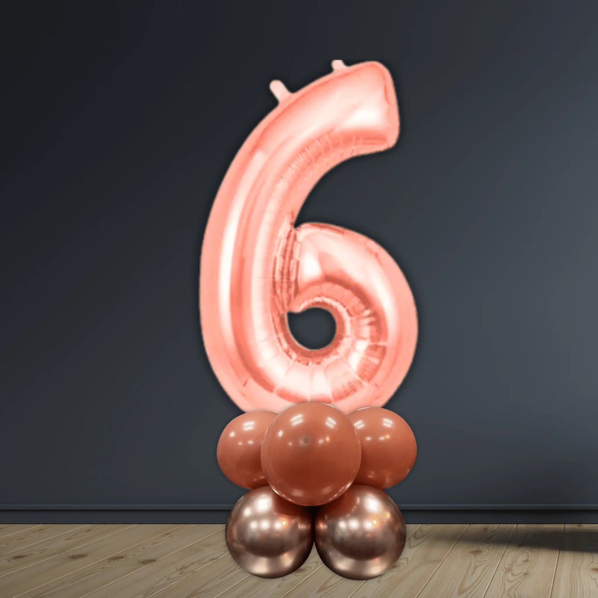 Basic Rose Gold Number Balloon Stacks - Air Filled