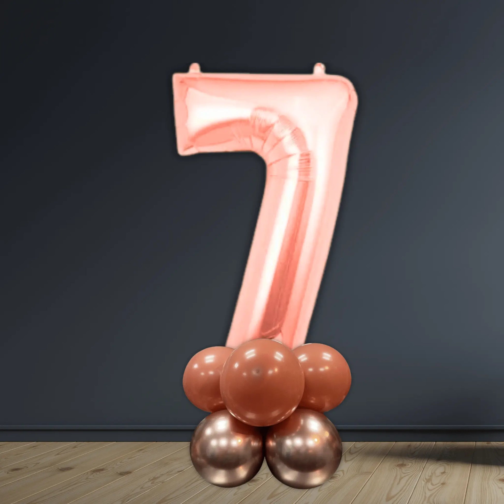 Basic Rose Gold Number Balloon Stacks - Air Filled