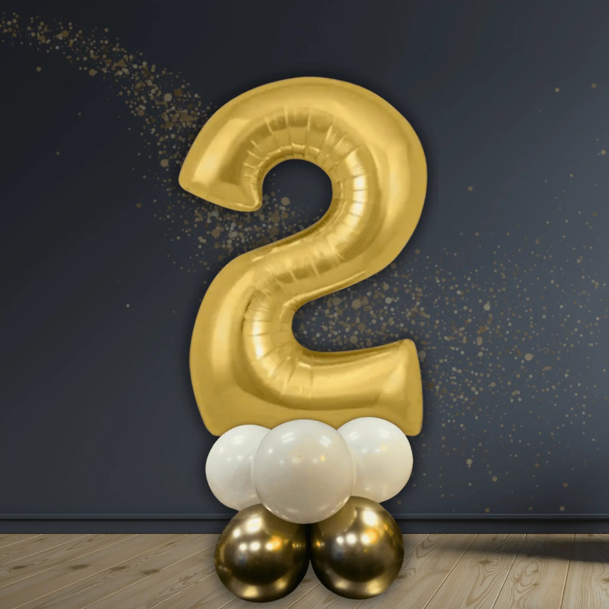 Basic Gold Number Balloon Stacks - Air Filled