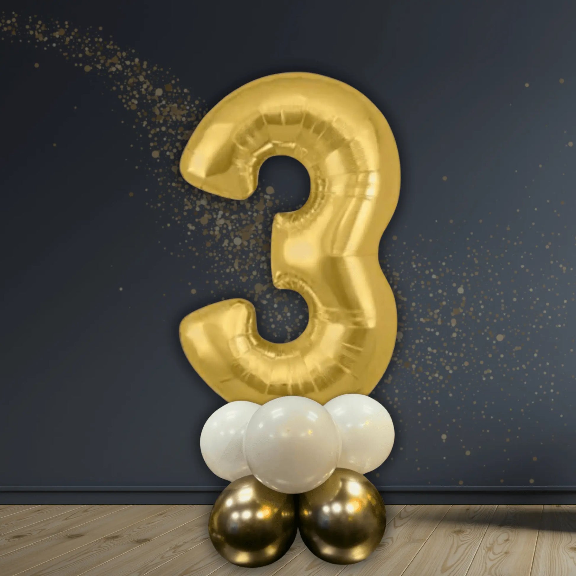 Basic Gold Number Balloon Stacks - Air Filled