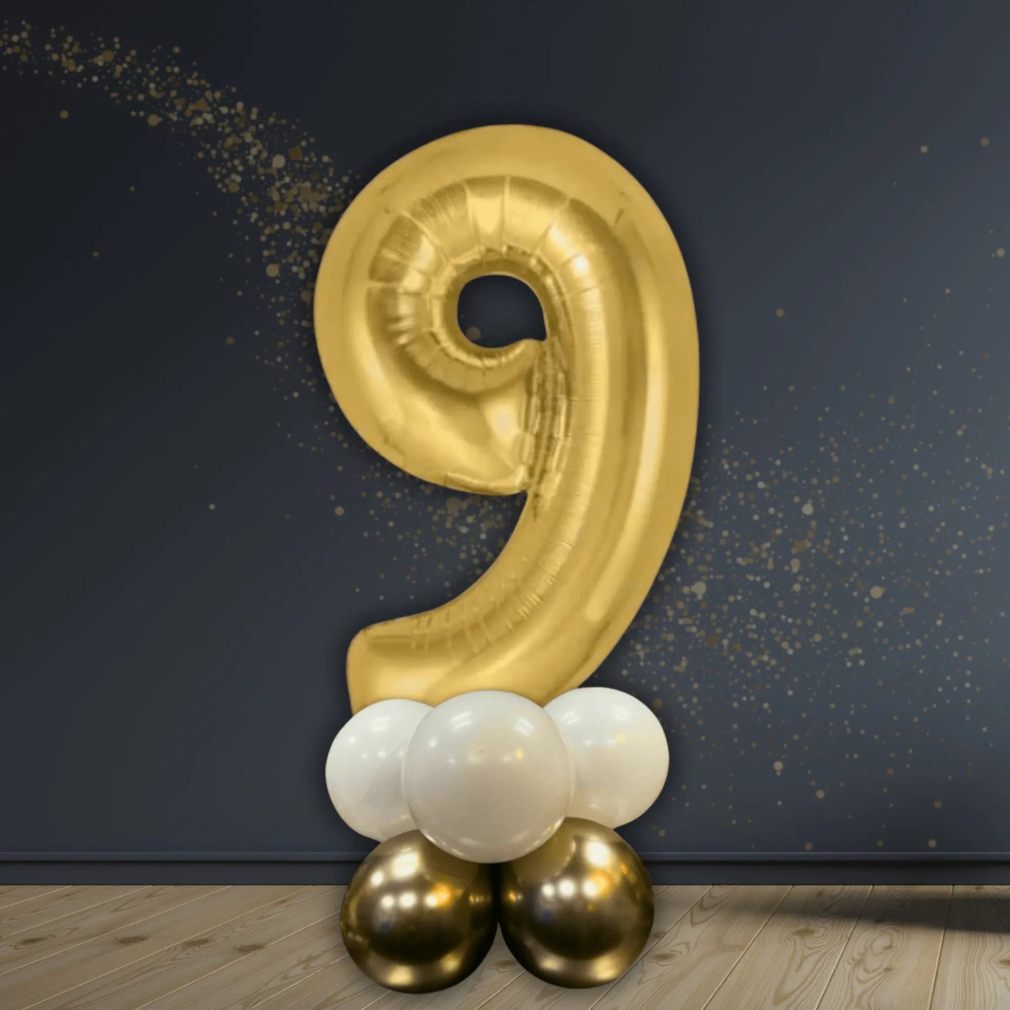 Silk Gold Number Basic Balloon Stack (Numbers 0 - 9, Air - Filled Only) | The Party Hut