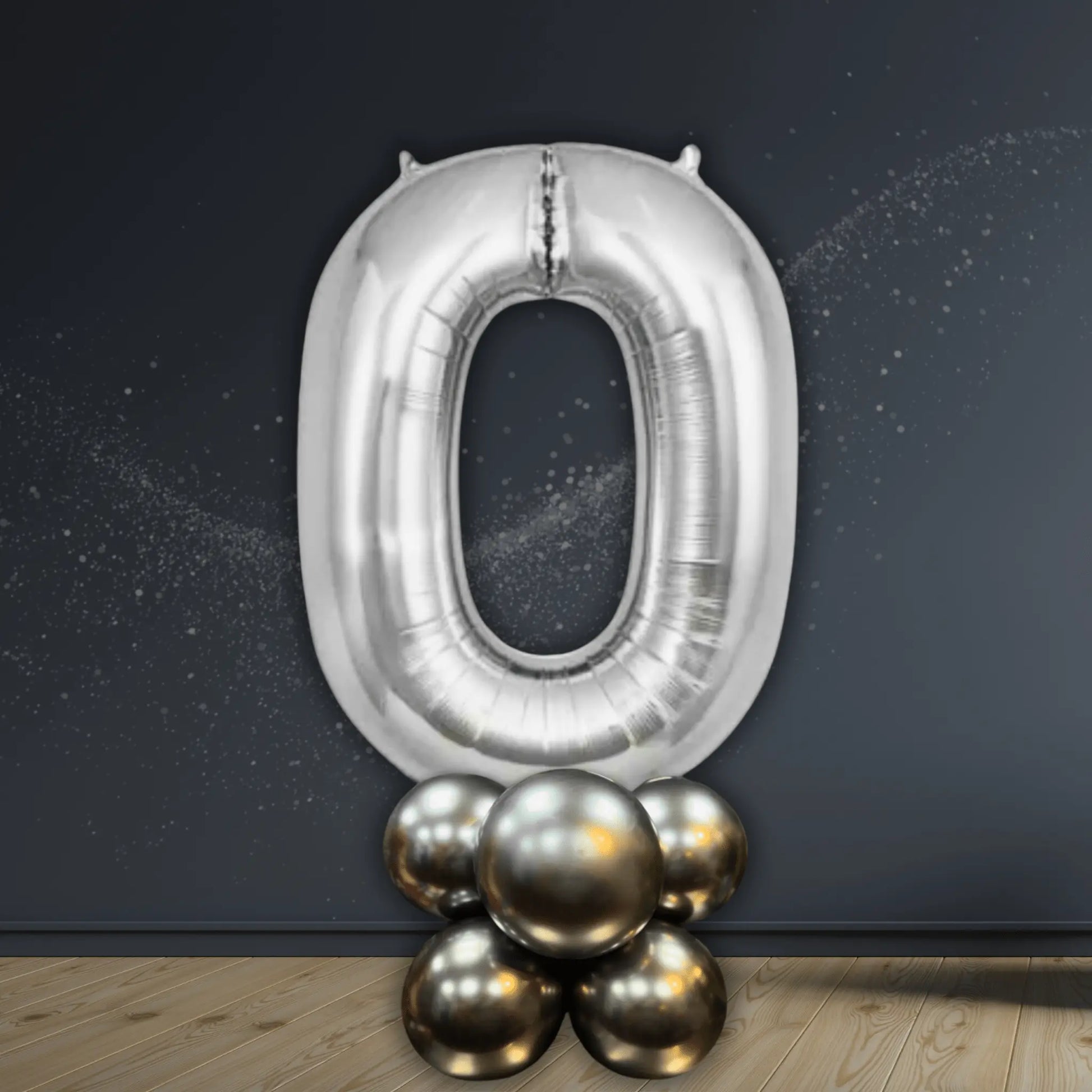 Basic Silver Number Balloon Stacks - Air Filled