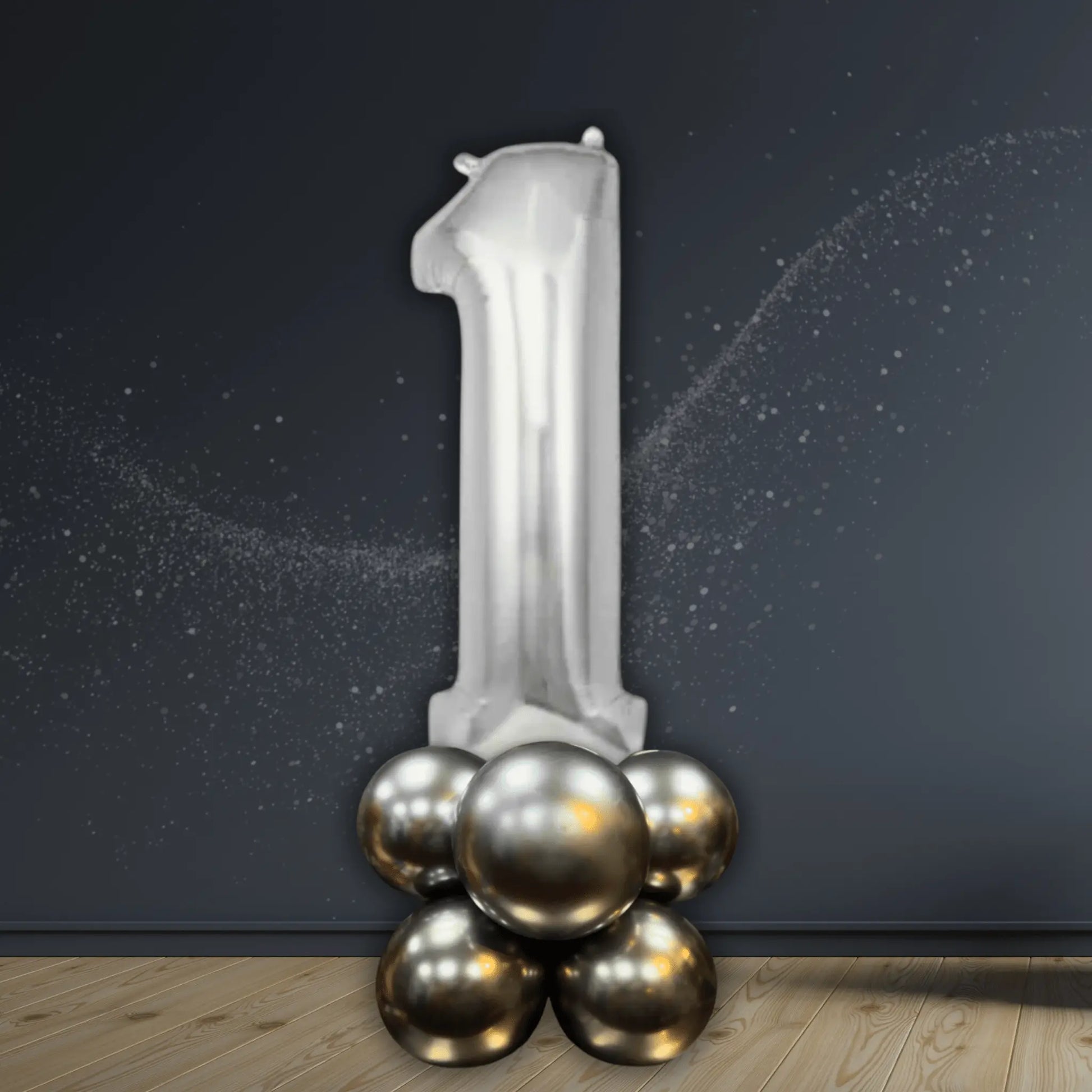 Basic Silver Number Balloon Stacks - Air Filled
