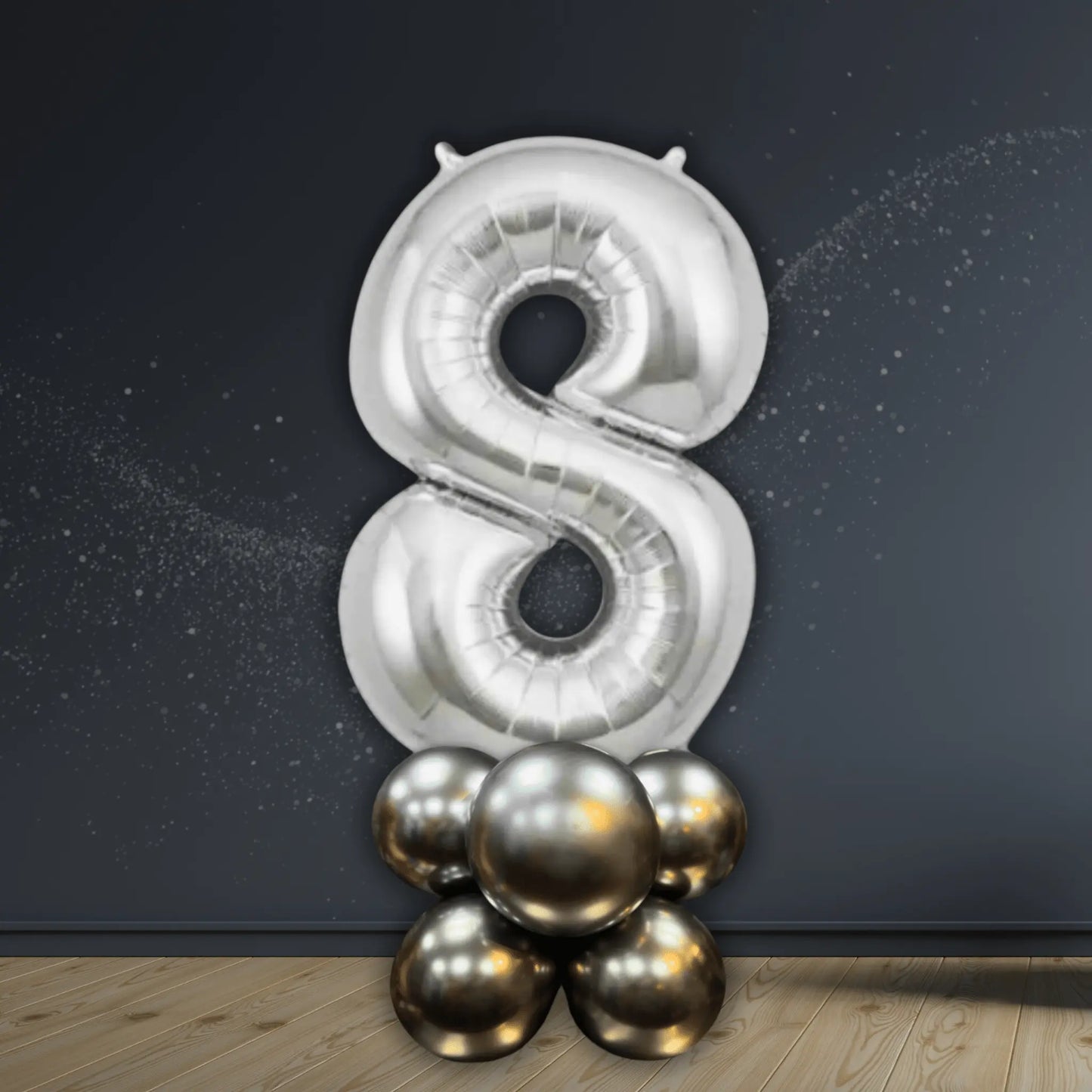 Silver Number Basic Balloon Stack (Numbers 0 - 9, Air - Filled Only) | The Party Hut