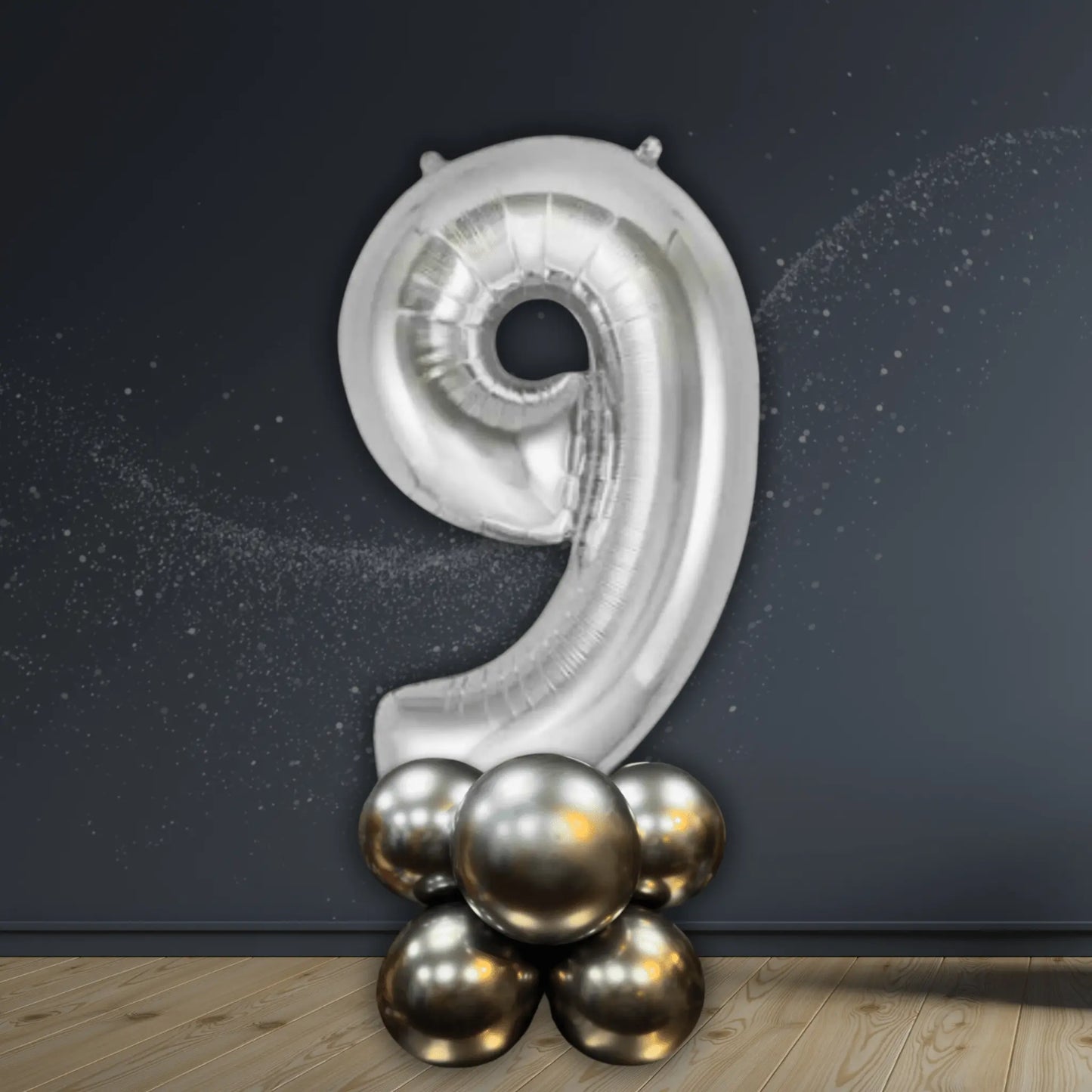 Silver Number Basic Balloon Stack (Numbers 0 - 9, Air - Filled Only) | The Party Hut