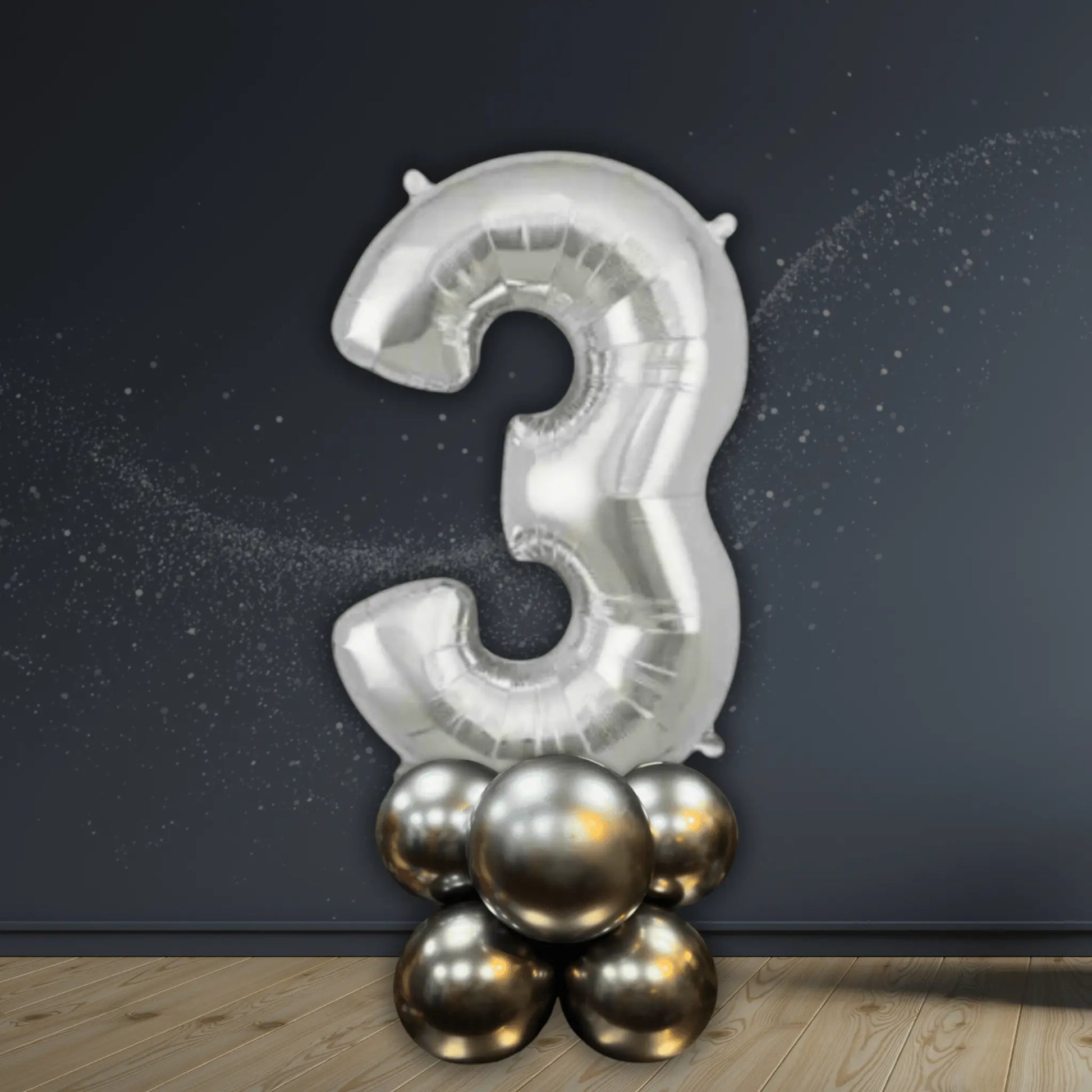 Basic Silver Number Balloon Stacks - Air Filled
