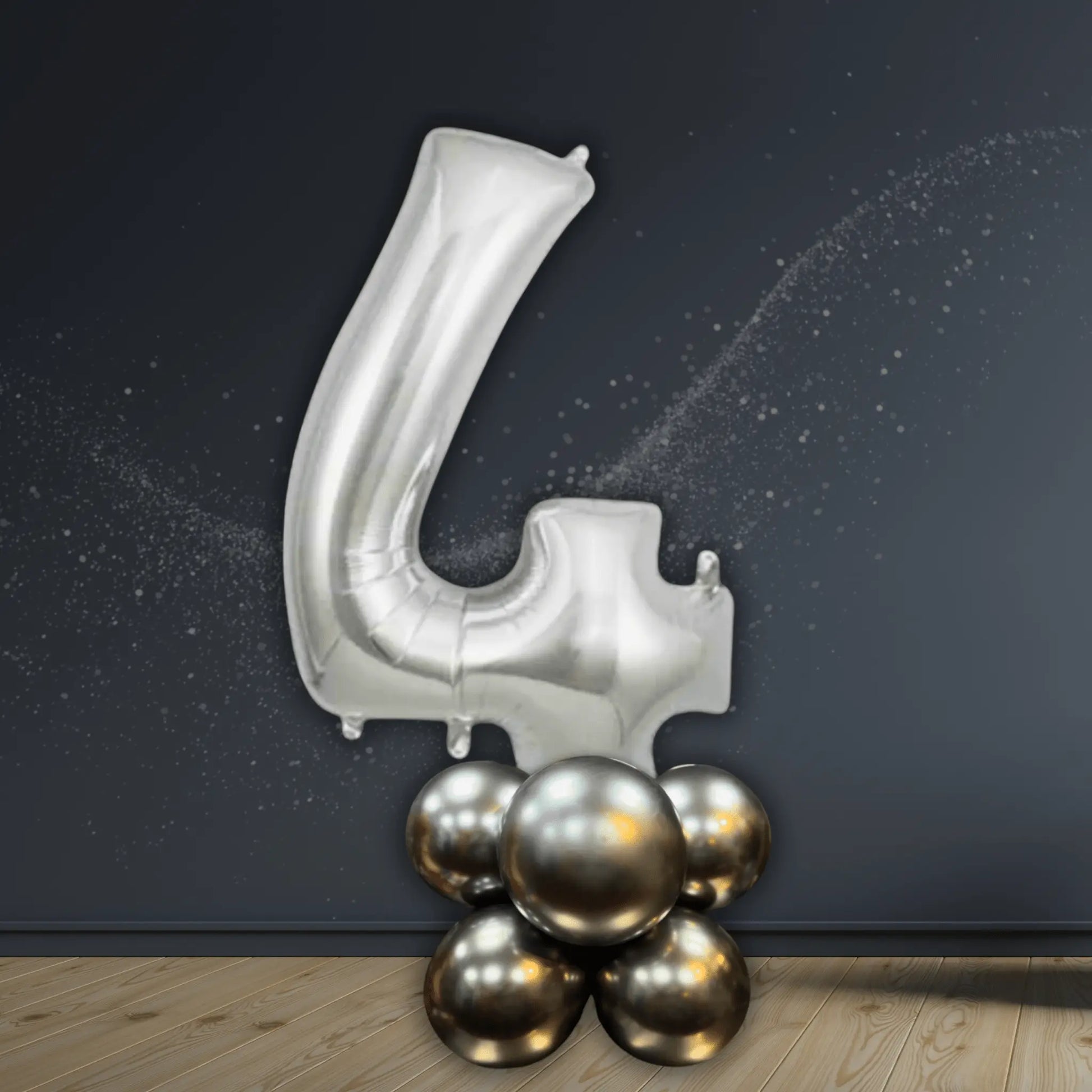 Basic Silver Number Balloon Stacks - Air Filled