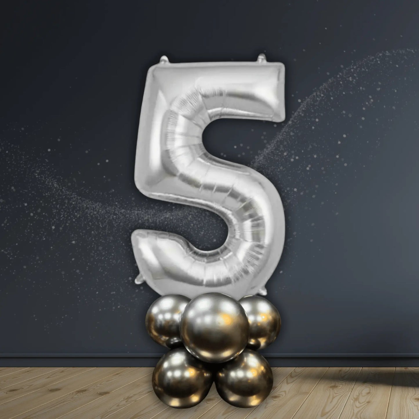 Silver Number Basic Balloon Stack (Numbers 0 - 9, Air - Filled Only) | The Party Hut