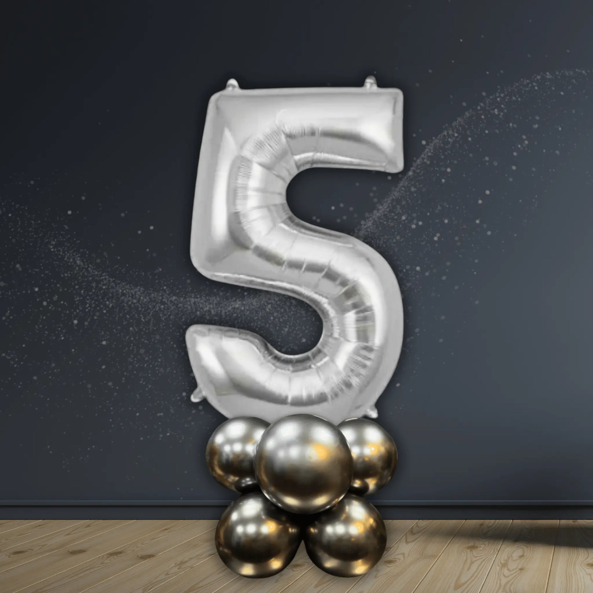 Basic Silver Number Balloon Stacks - Air Filled