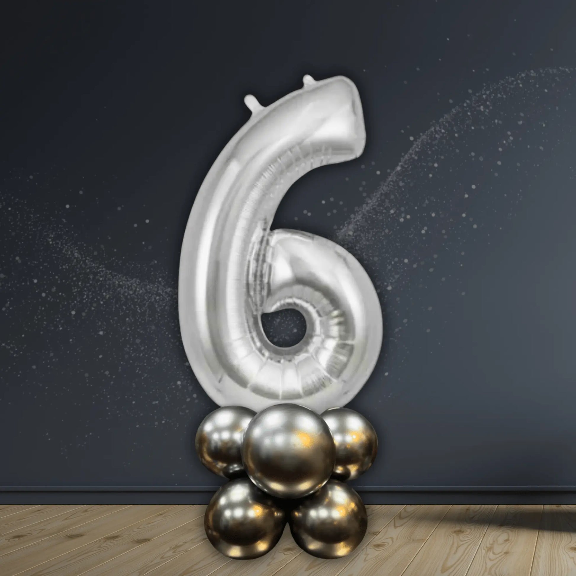 Basic Silver Number Balloon Stacks - Air Filled