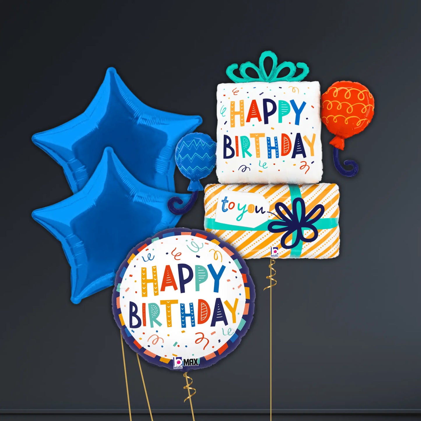 Birthday Gift Balloon Bouquet - Cheerful Foil Balloon Arrangement | The Party Hut