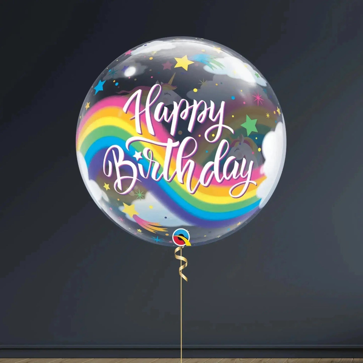 Birthday Rainbow Unicorns 22" Round Foil Balloon | The Party Hut