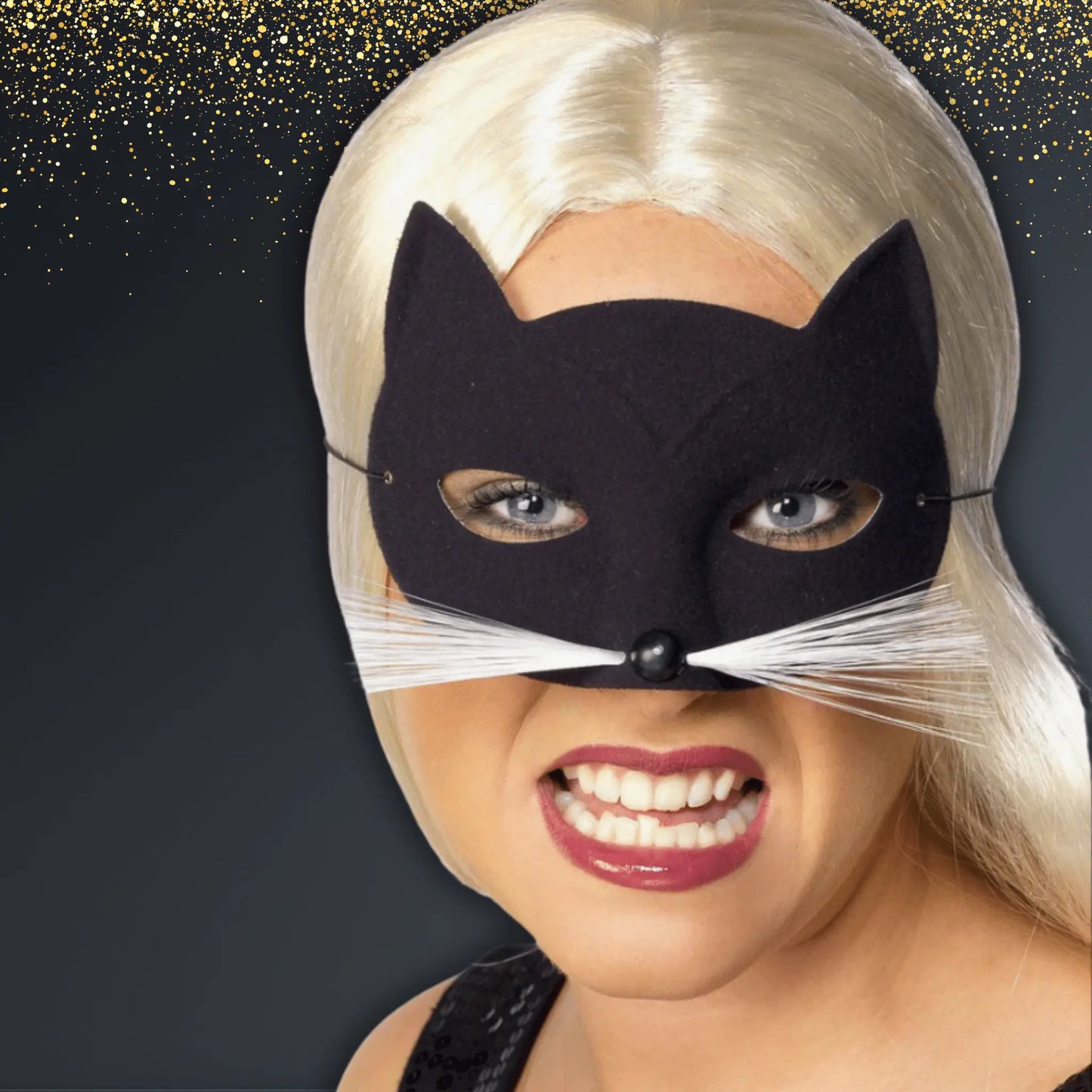 Black Cat Mask with Whiskers – Perfect for Fancy Dress | The Party Hut