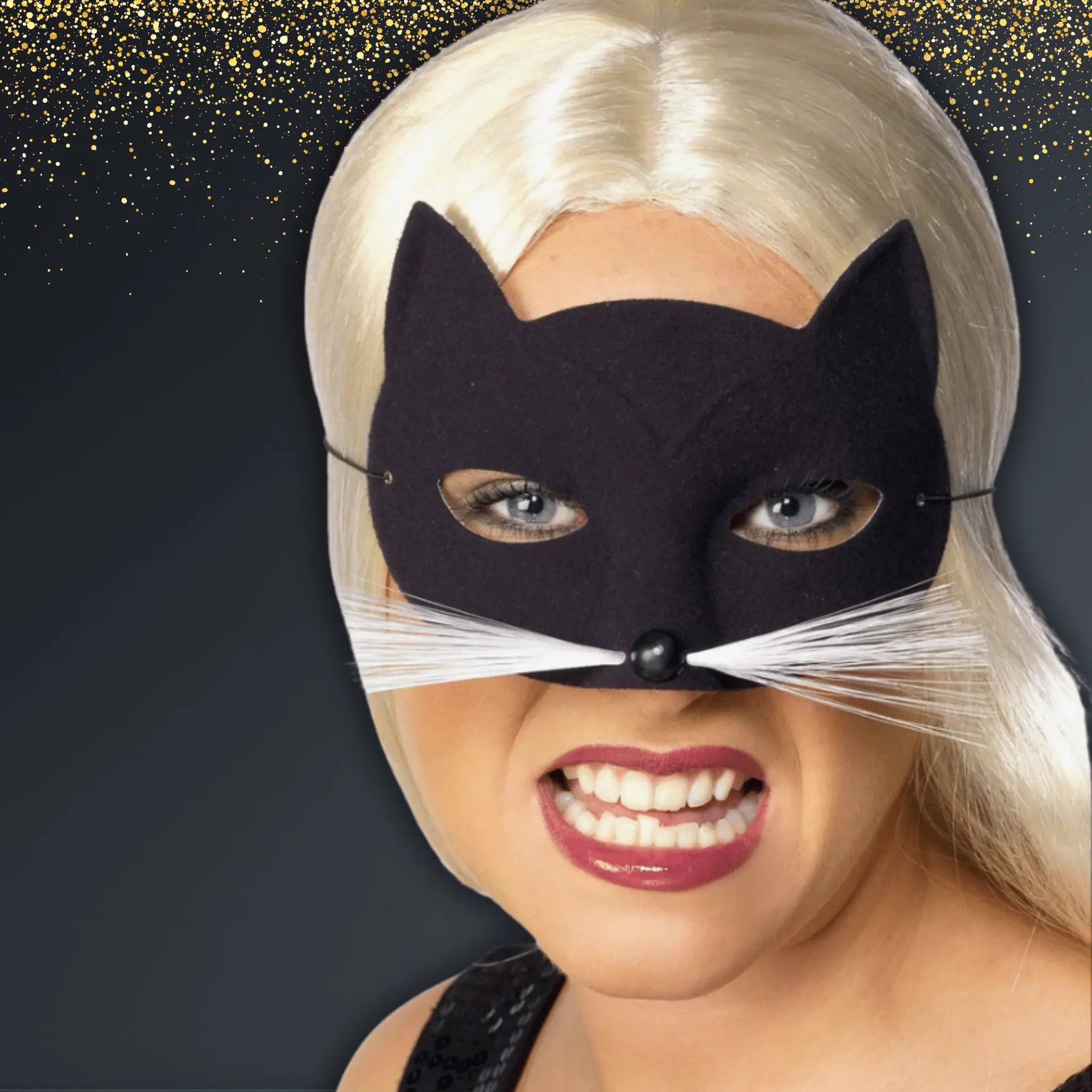 Black Cat Mask with Whiskers – Perfect for Fancy Dress