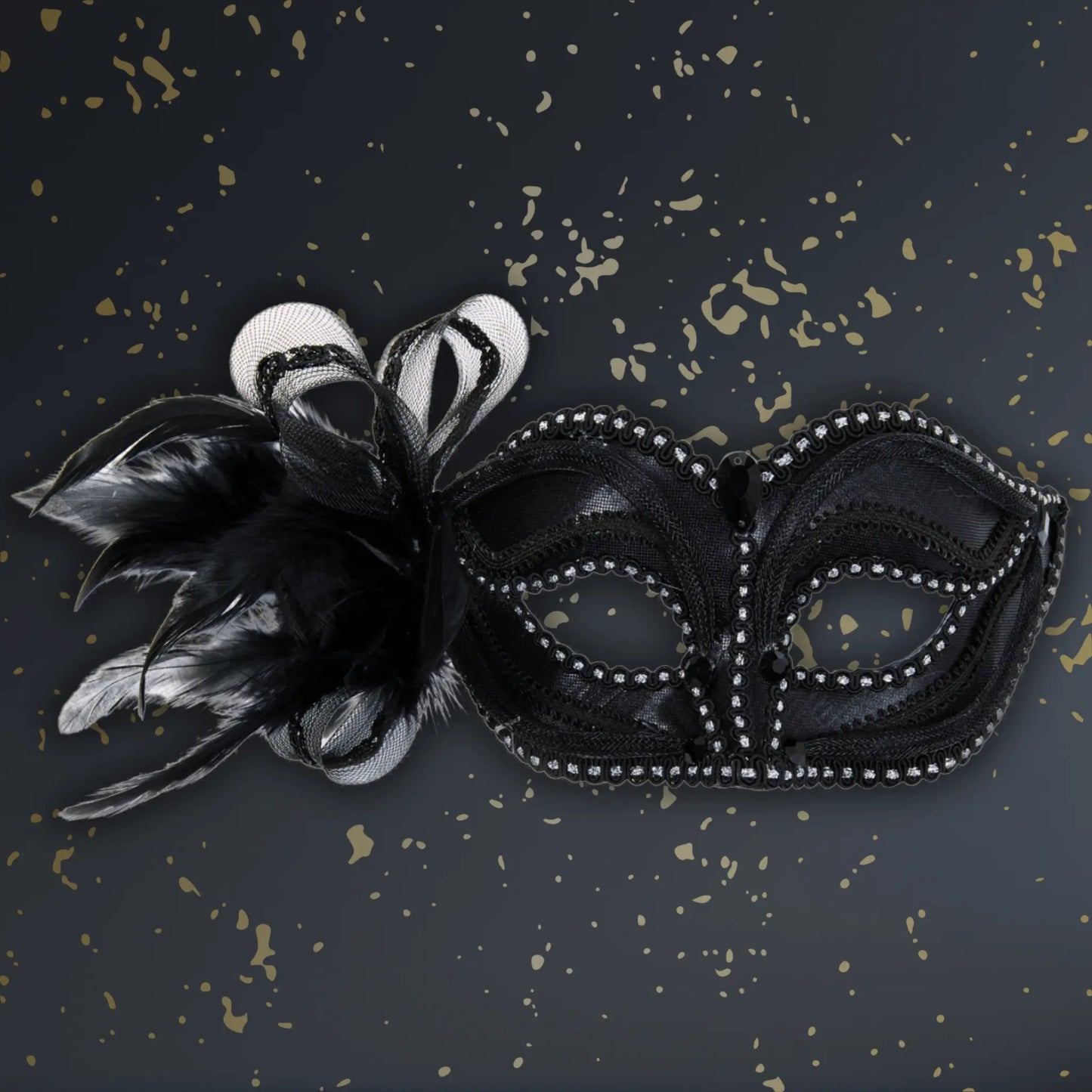 Black Eye Mask with Side Decoration – Glamorous Masquerade Fancy Dress | The Party Hut