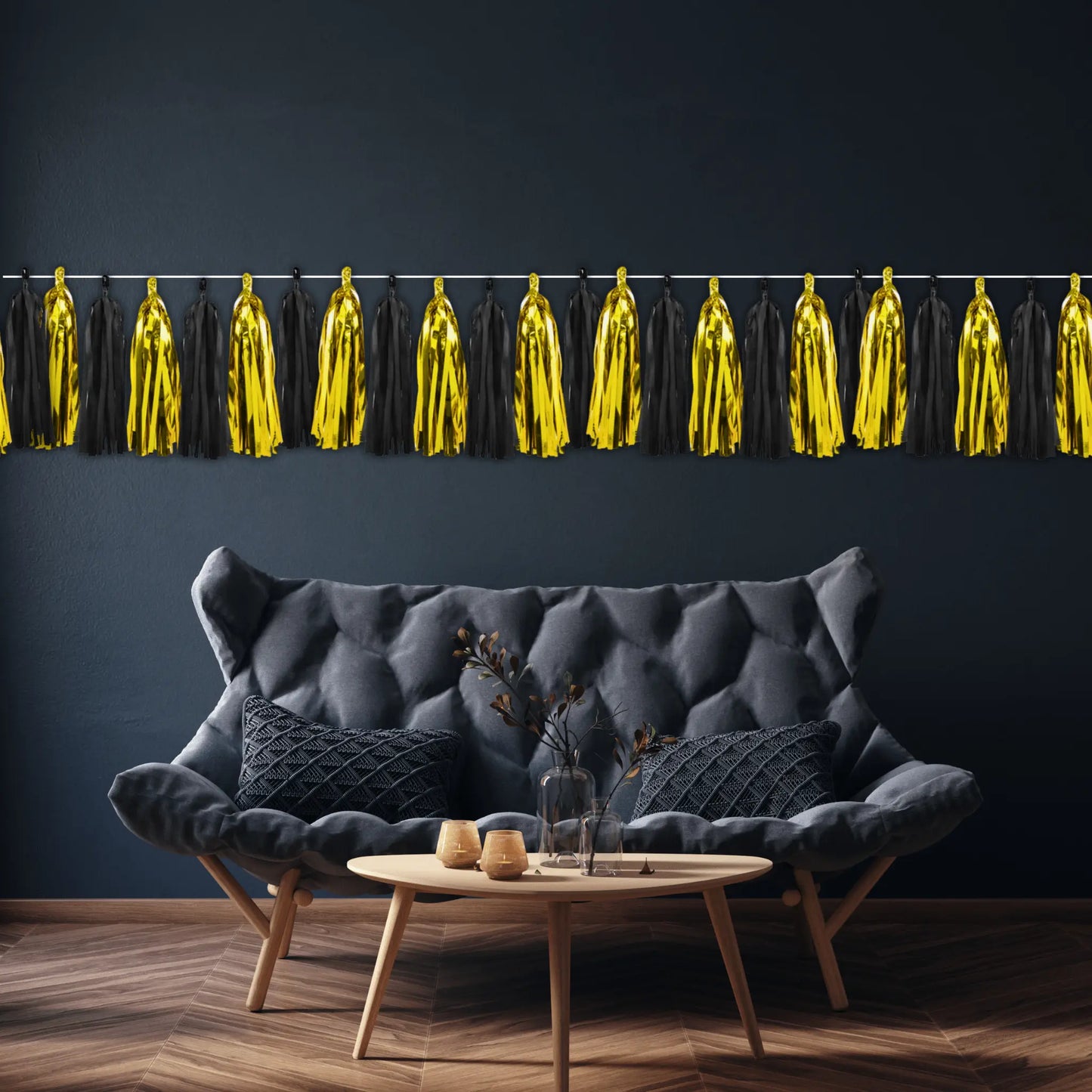 Black & Gold Tassel Garland – 1.5m Party Decoration | The Party Hut