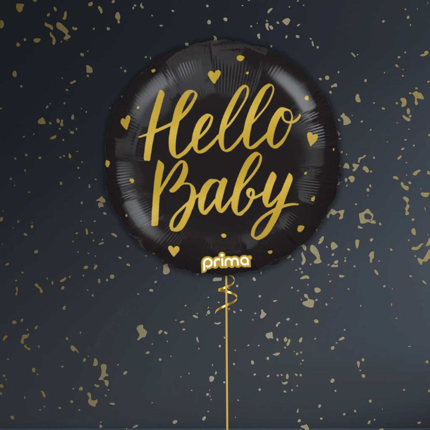 18" Neutral Hello Baby Black & Gold Foil Balloon – Single or Balloon Bouquet | The Party Hut