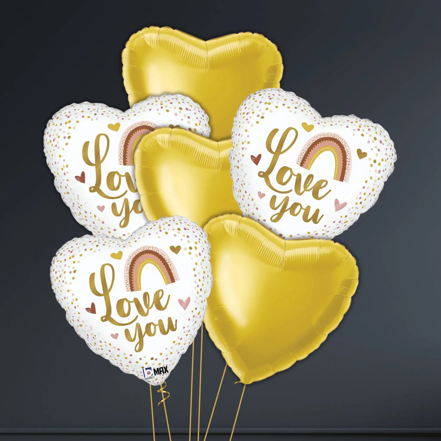 18 - Inch Boho Rainbow Love You Heart Balloon Bouquet - Helium Ready | The Party Hut