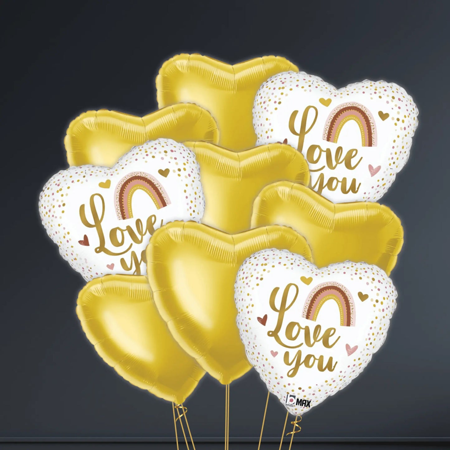 18 - Inch Boho Rainbow Love You Heart Balloon Bouquet - Helium Ready | The Party Hut