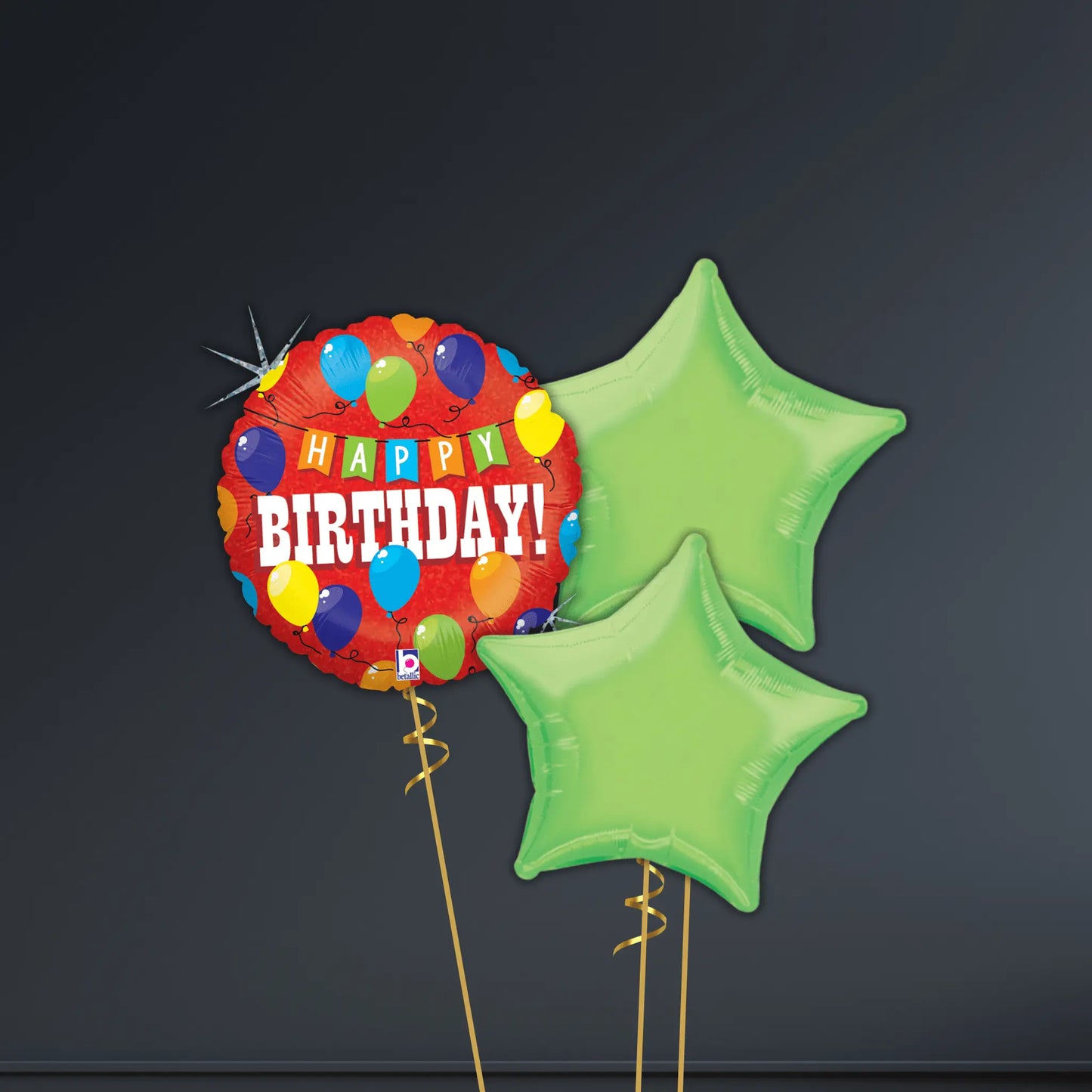 Bright Birthday Balloon Bouquet – Vibrant Red and Green Star Combo (18 - Inch) | The Party Hut