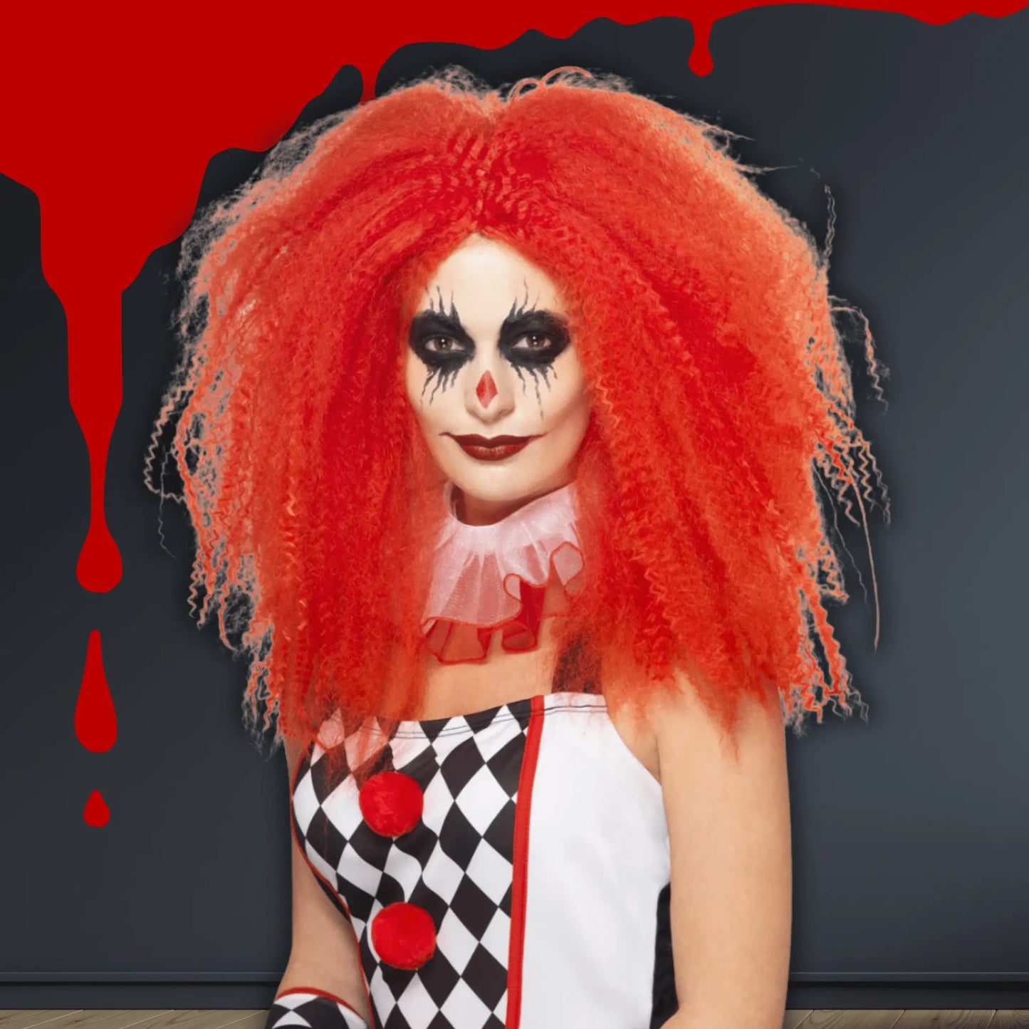 Clown Wig – Red Crimped Hair, Voluminous Fancy Dress Accessory | The Party Hut