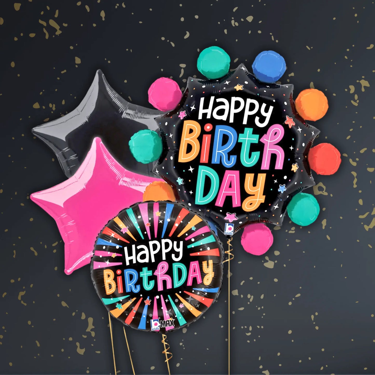 29" Colorful Circles Birthday Foil Balloon – Single or Balloon Bouquet | The Party Hut