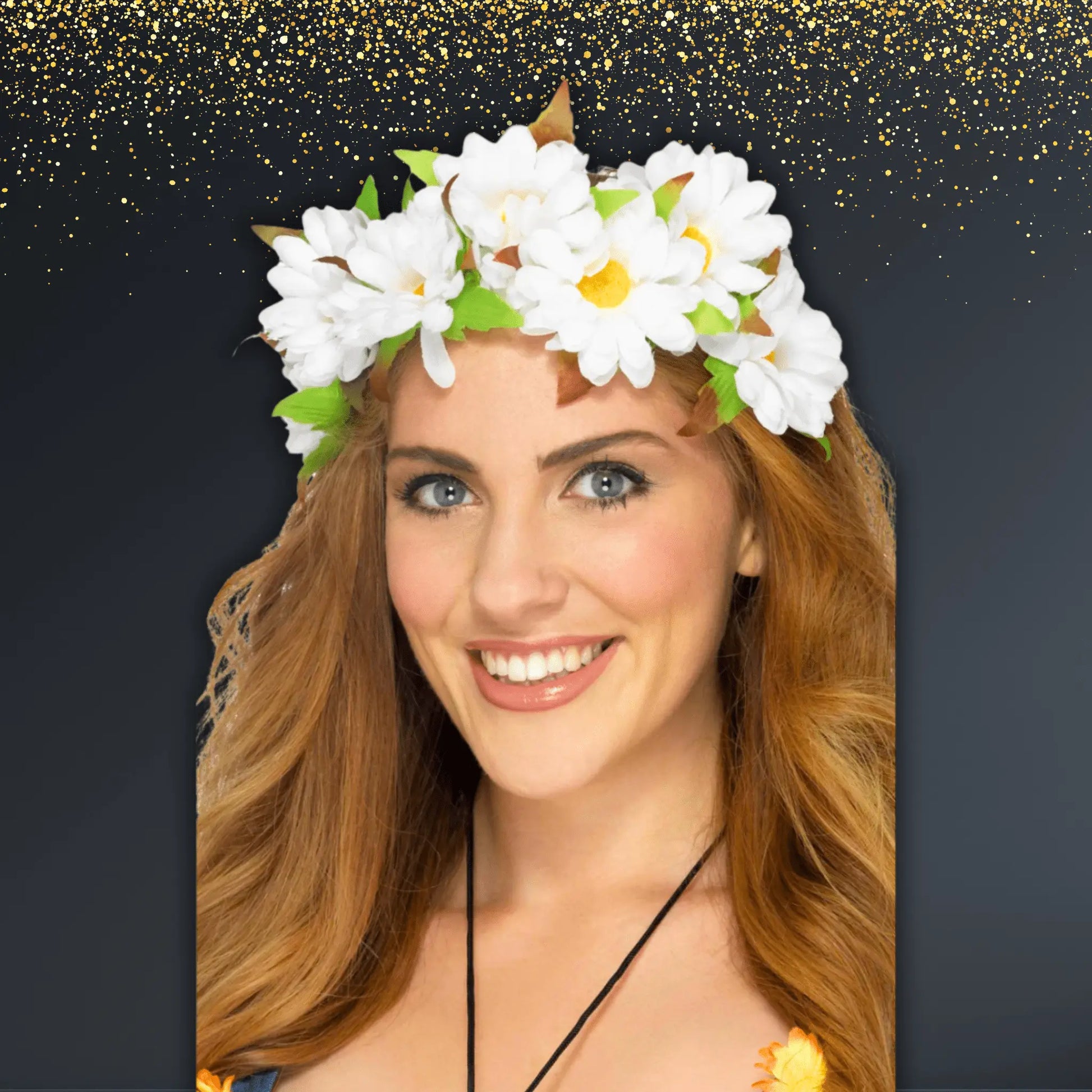 Daisy Floral Headband – White & Green