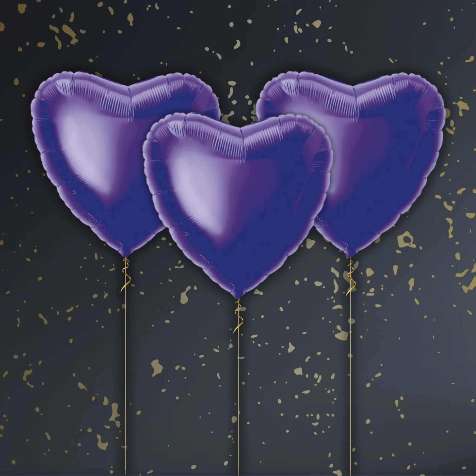 Deep Purple Heart Balloon Package - Helium Filled