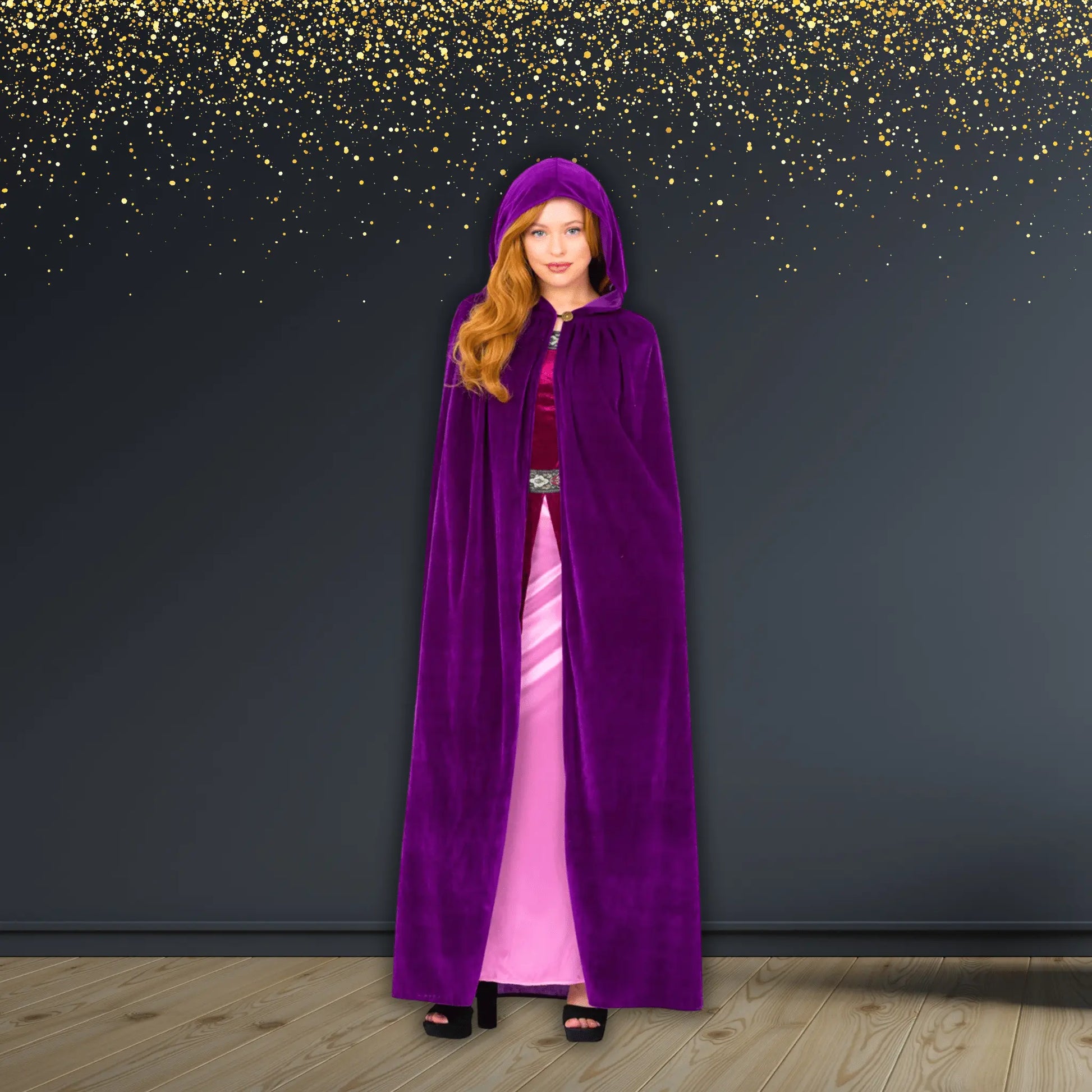 Deluxe Amethyst Purple Hooded Cloak for Adults - Perfect for Costumes & Cosplay