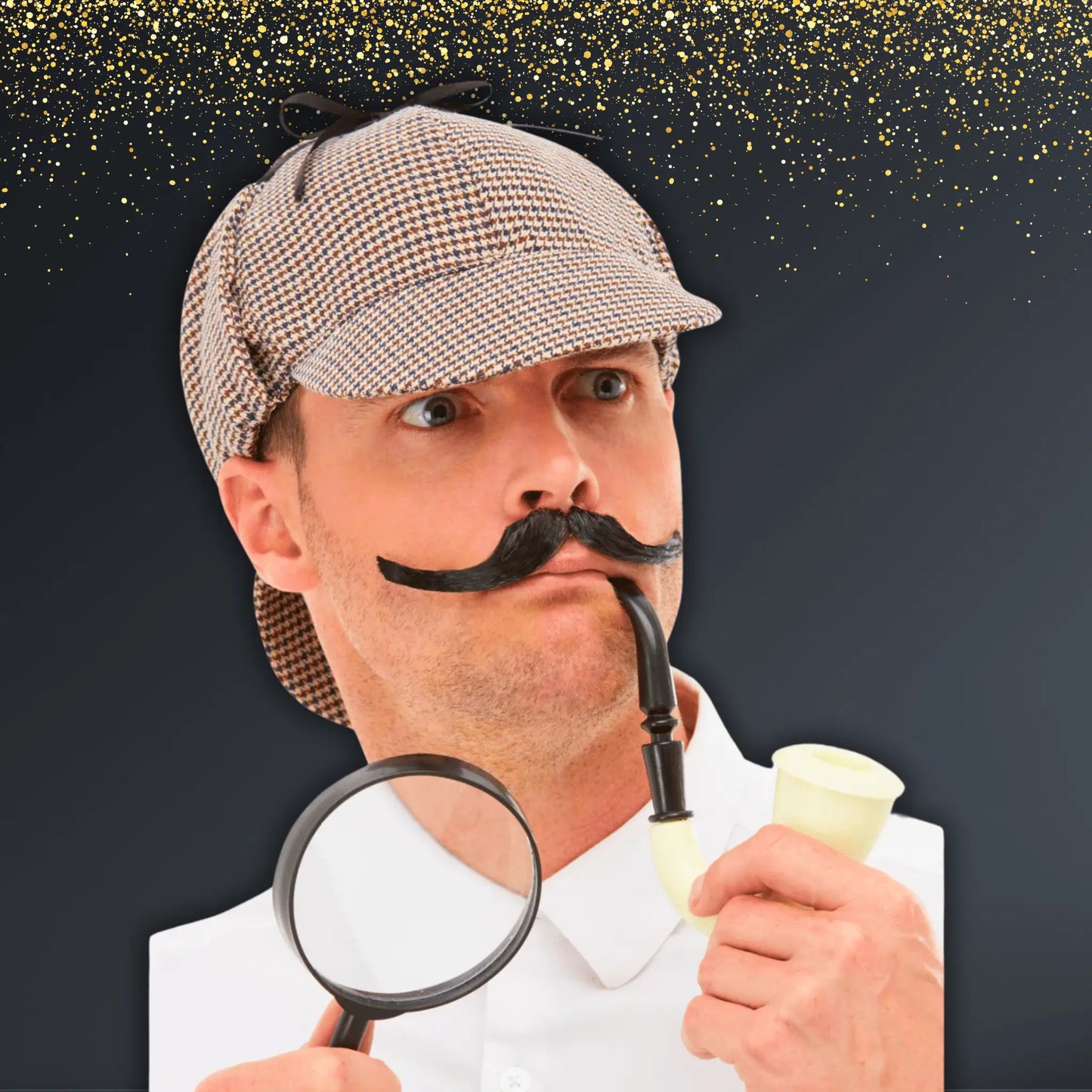 Detective Costume Kit – Hat, Pipe & Magnifying Glass Accessory Set | The Party Hut