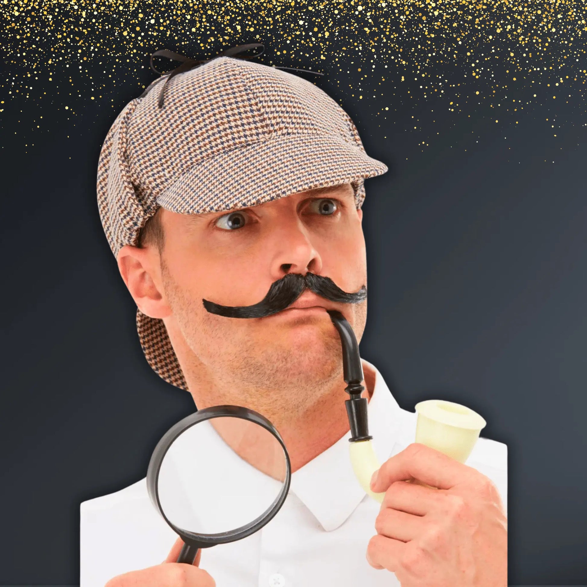 Detective Costume Kit – Hat, Pipe & Magnifying Glass Accessory Set