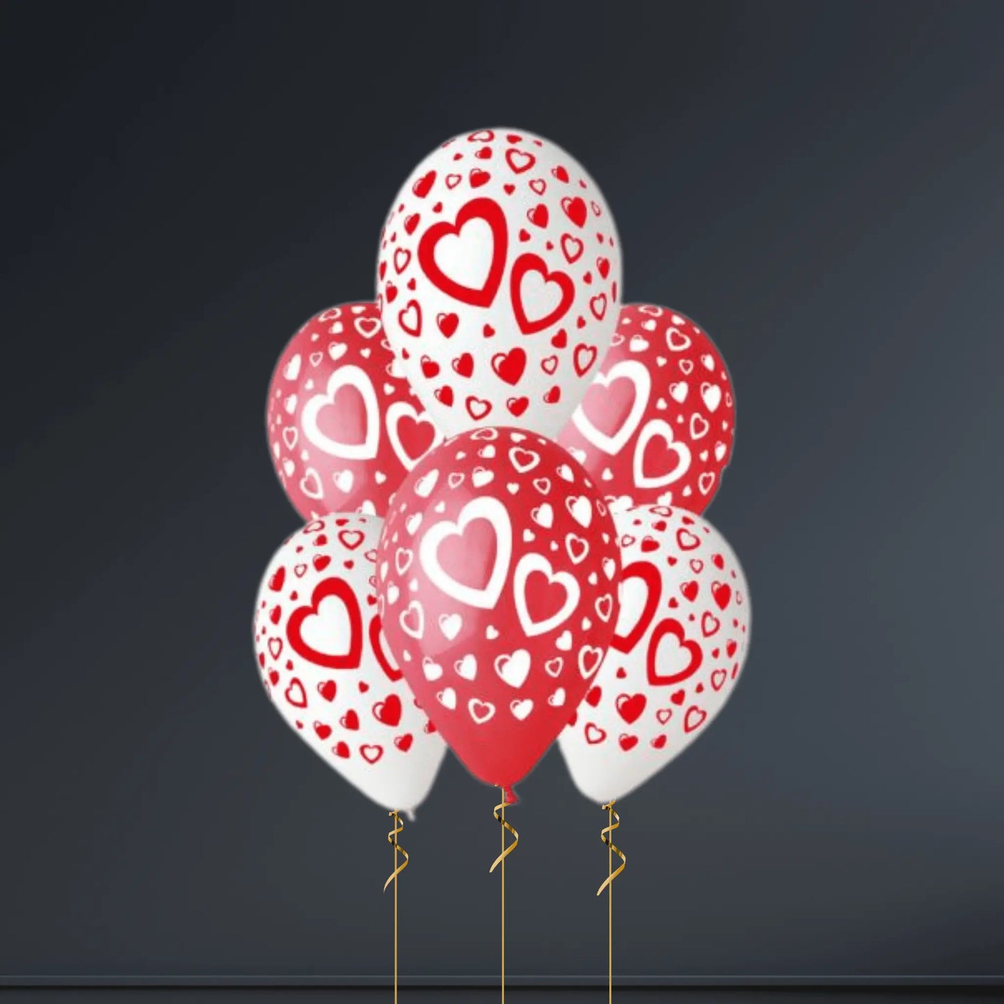 Double Hearts Latex Balloon Bouquet - Helium Option Available | The Party Hut