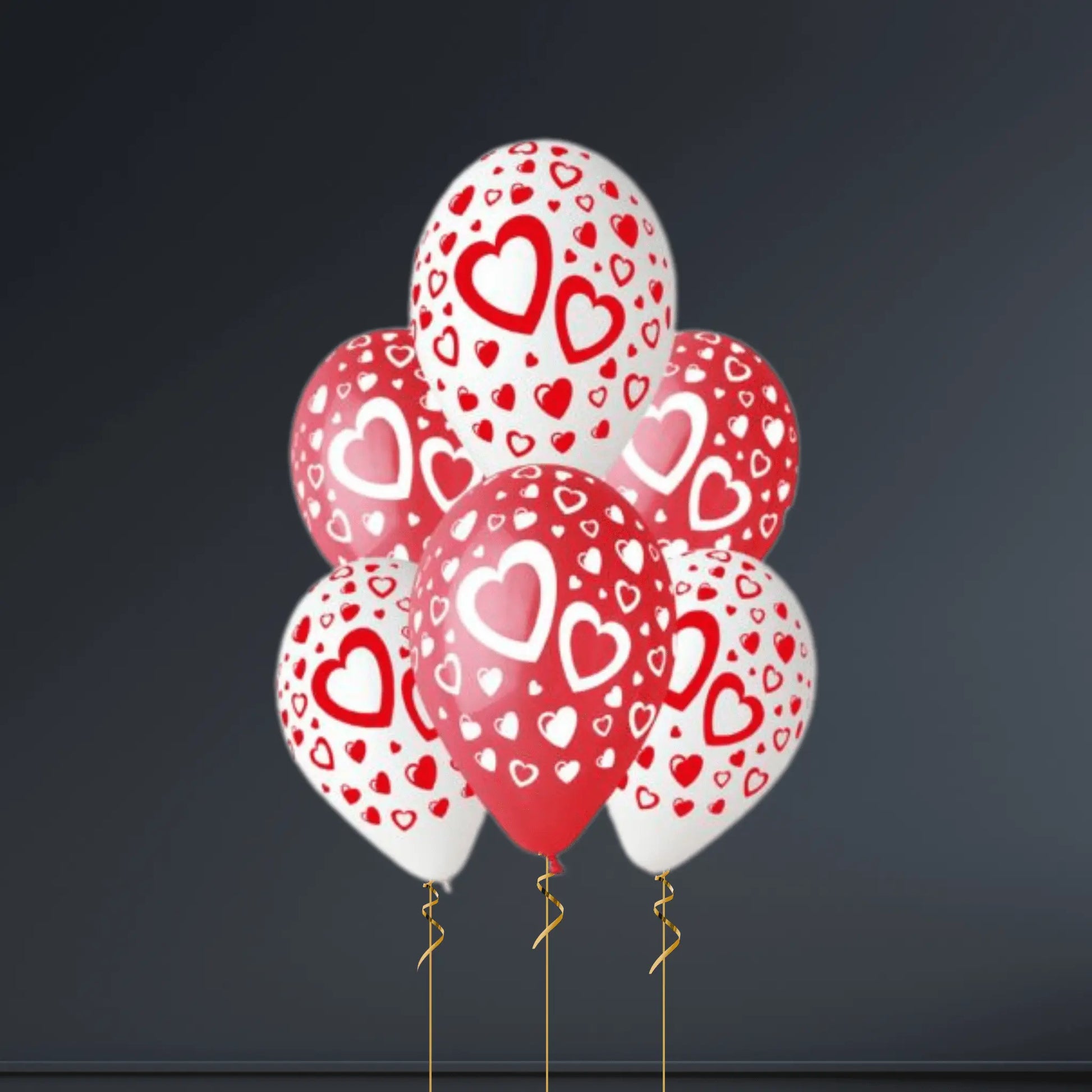 Double Hearts Latex Balloon Bouquet - Helium Option Available