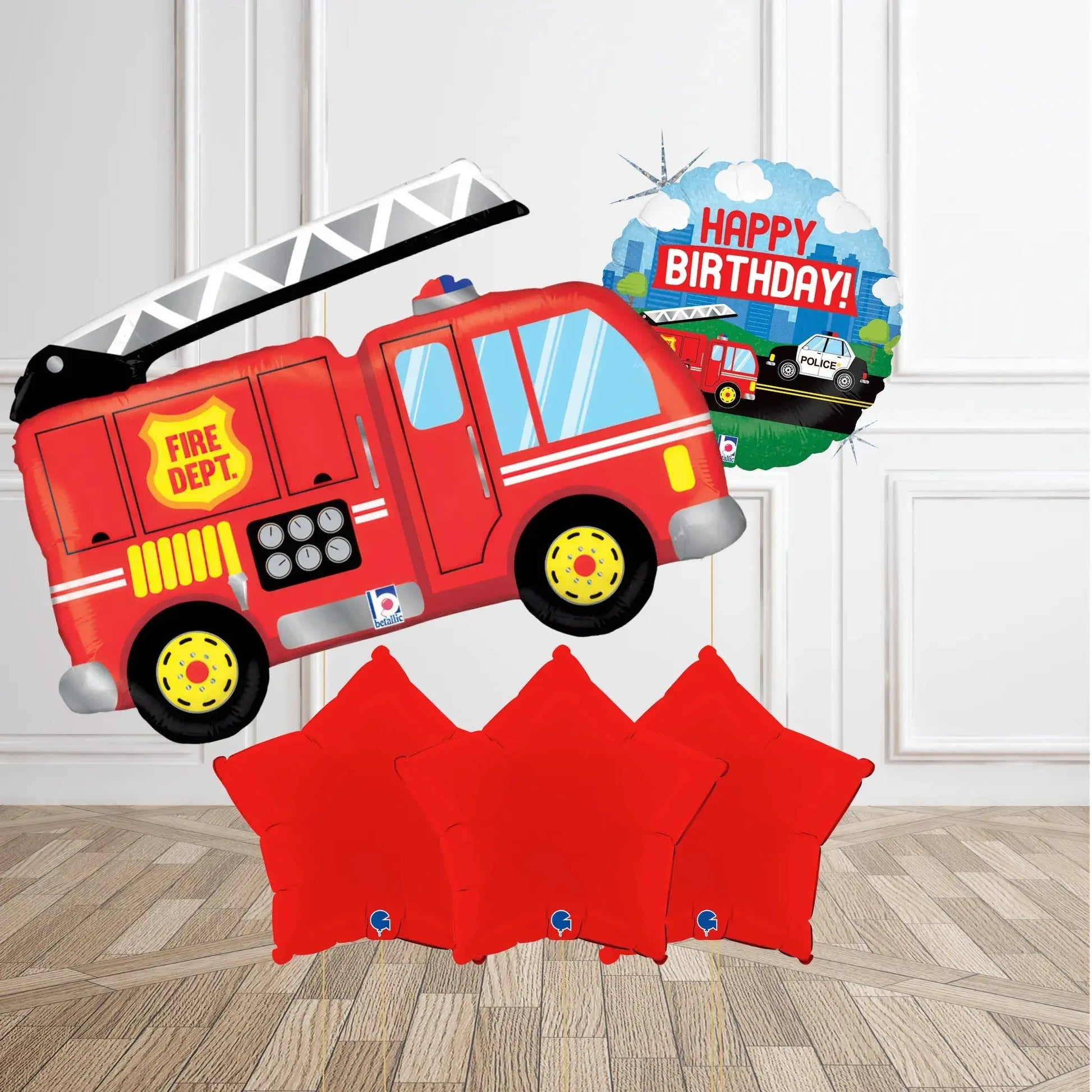Fire Engine Birthday Balloon Bouquet