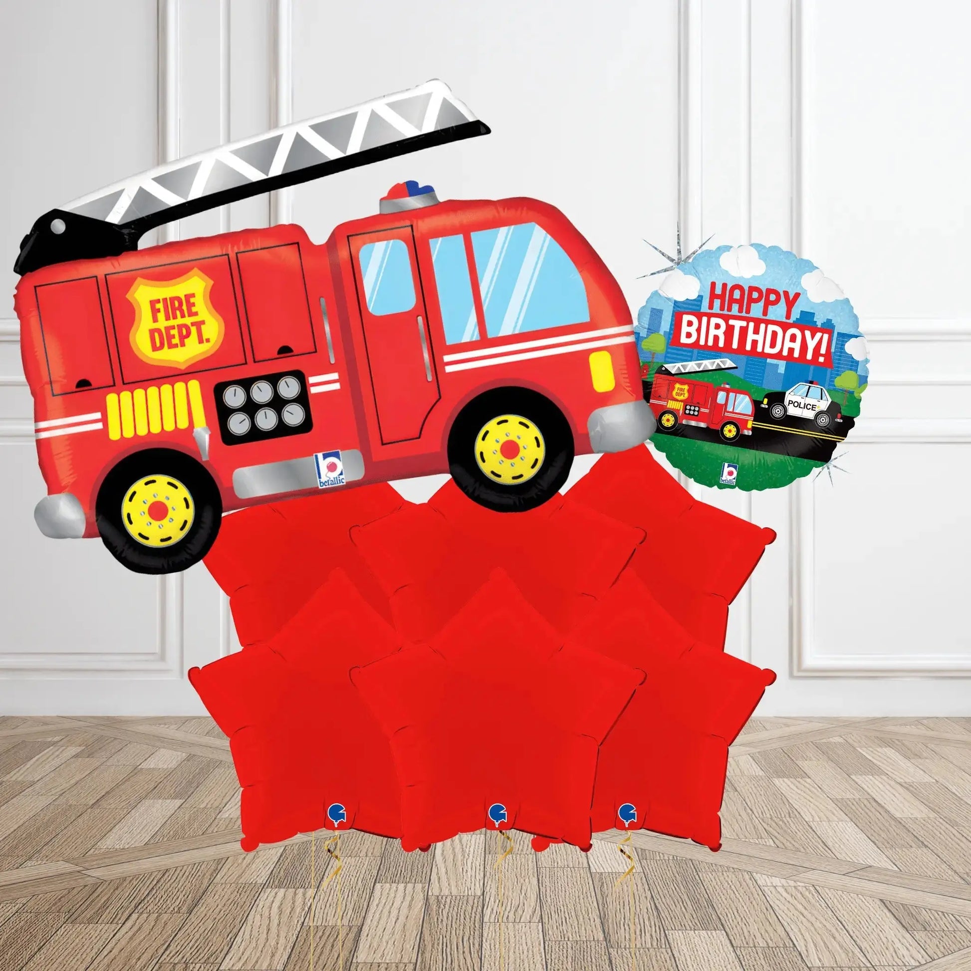 Fire Engine Birthday Balloon Bouquet