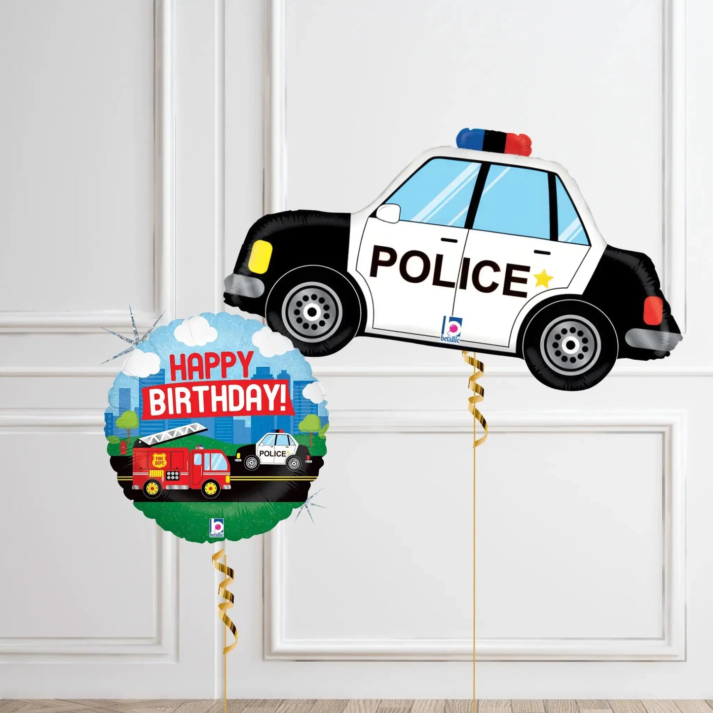 Fire Engine and Police Car Birthday Balloon Bouquet | The Party Hut
