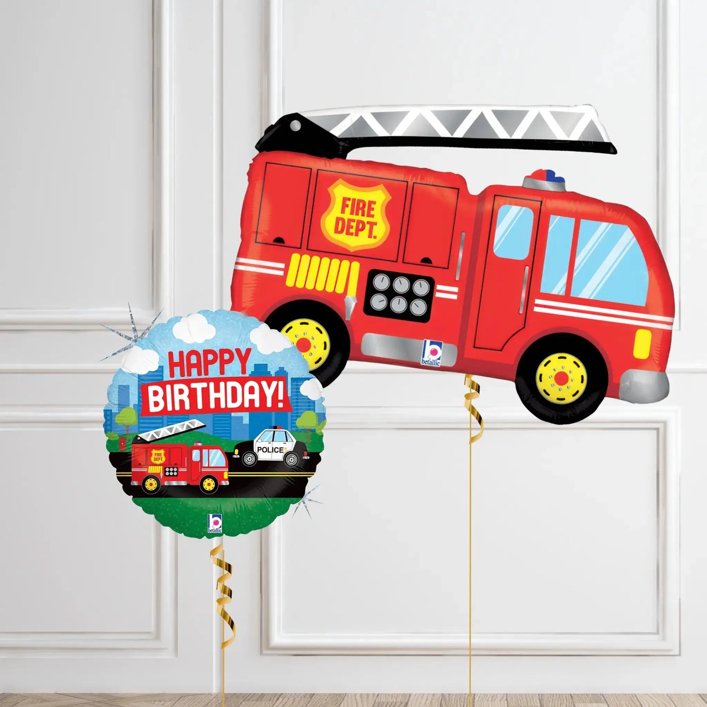 Fire Engine and Police Car Birthday Balloon Bouquet | The Party Hut
