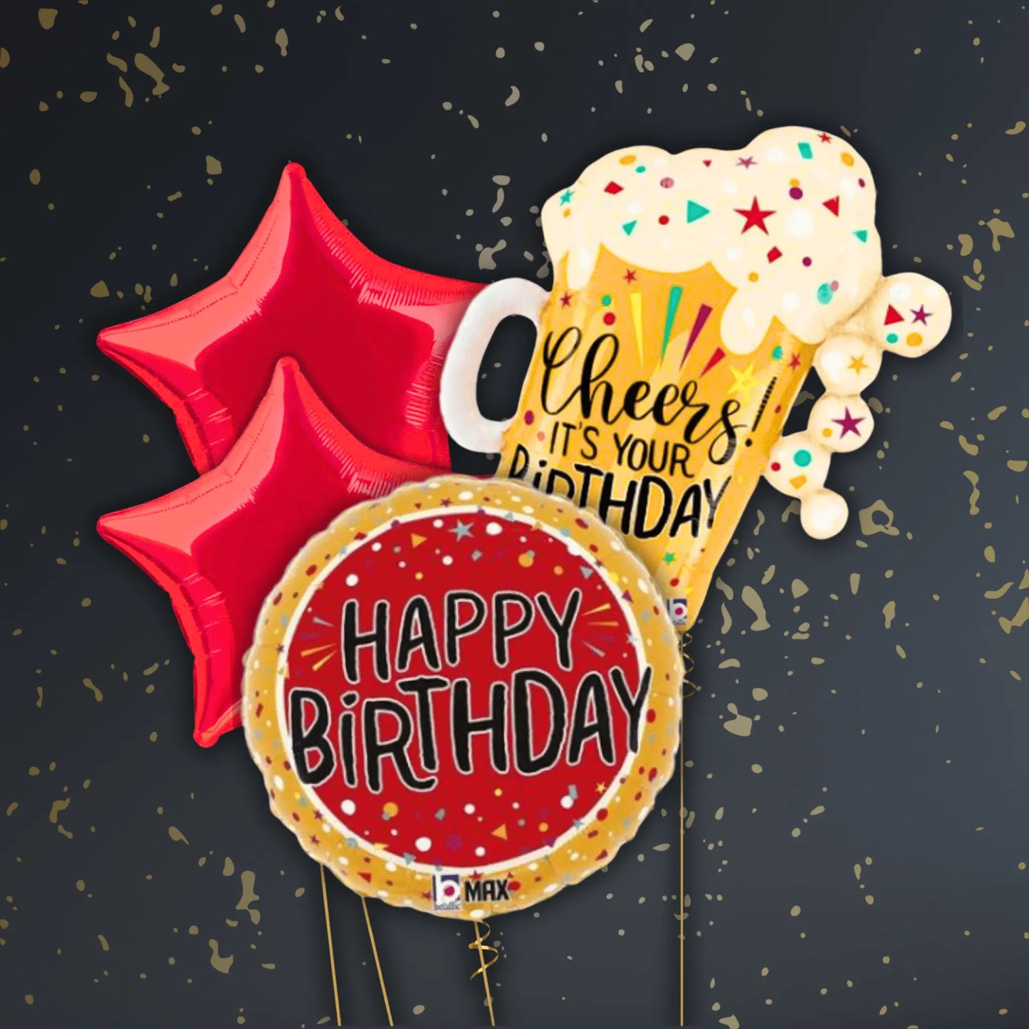 35" Birthday Fun Confetti Beer Foil Balloon – Single or Balloon Bouquet | The Party Hut