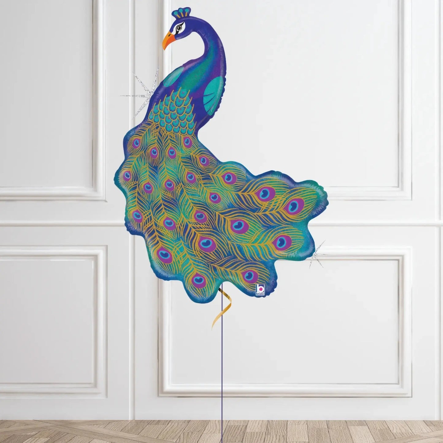 Glitter Peacock Helium Balloon – Elegant Blue Party Decoration | The Party Hut