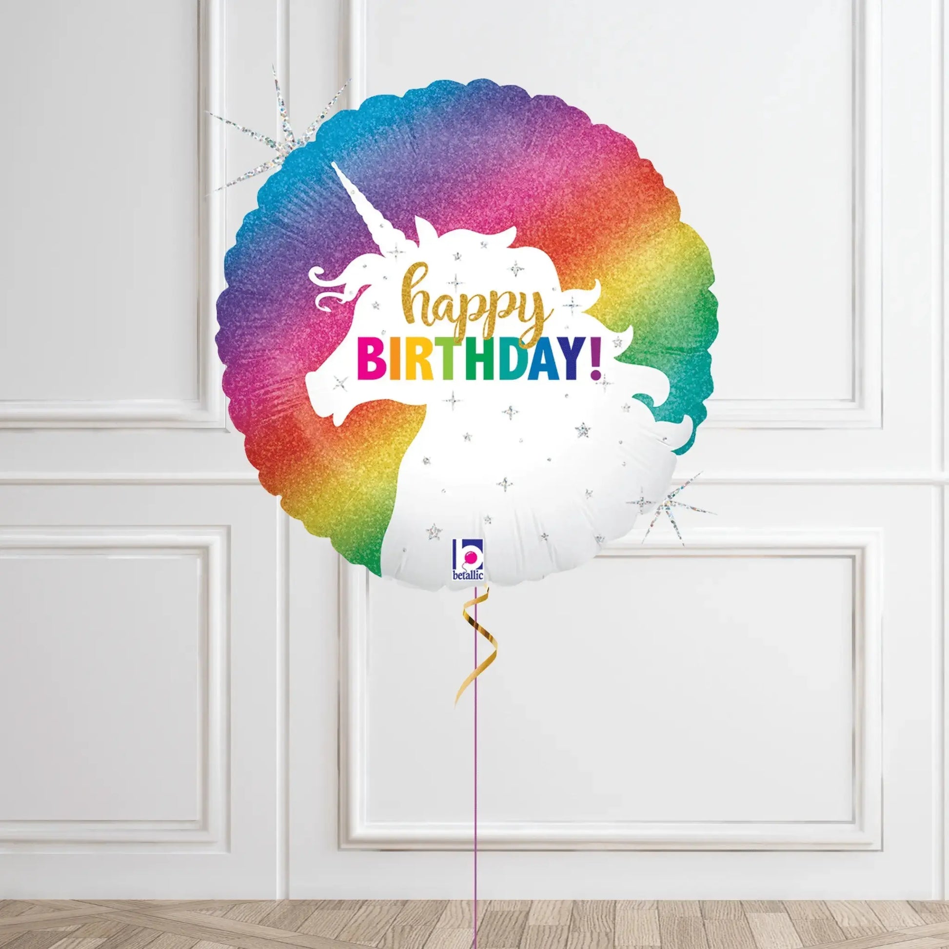 Glitter Unicorn Birthday Helium Balloon – Vibrant Rainbow Party Decoration