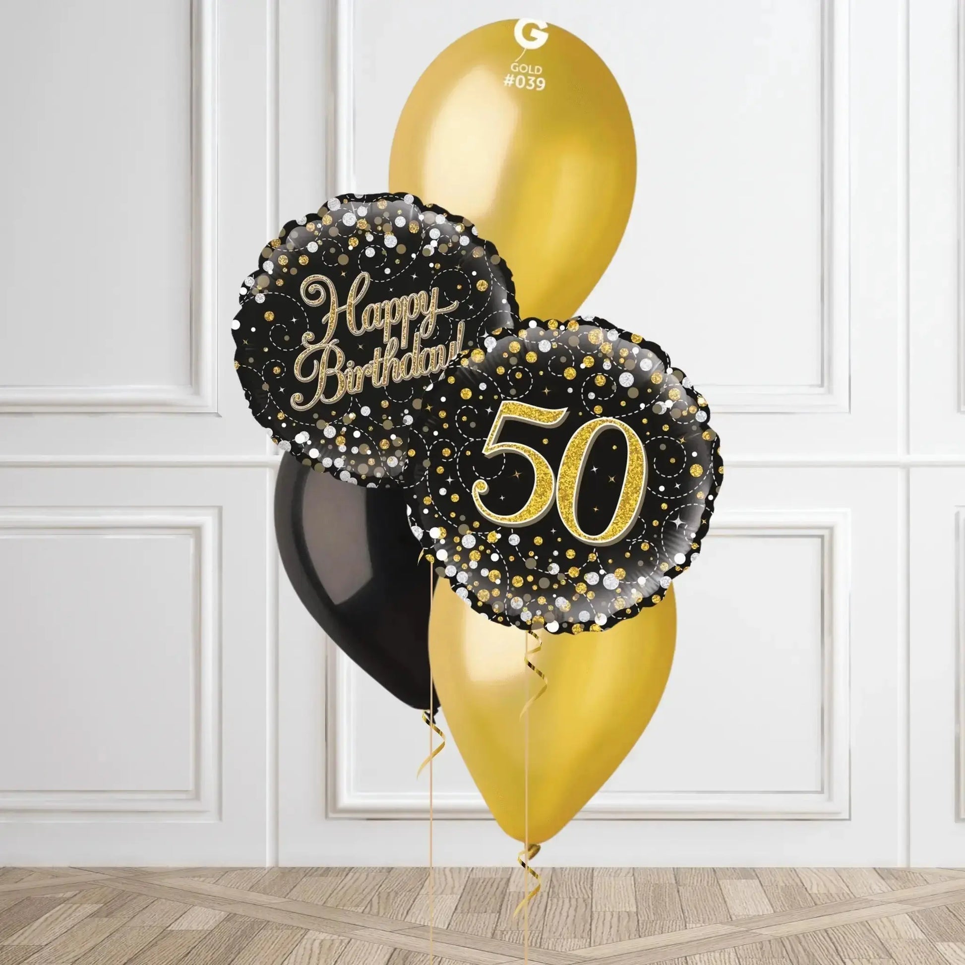Gold Sparkle 50th Birthday Balloon Bouquet
